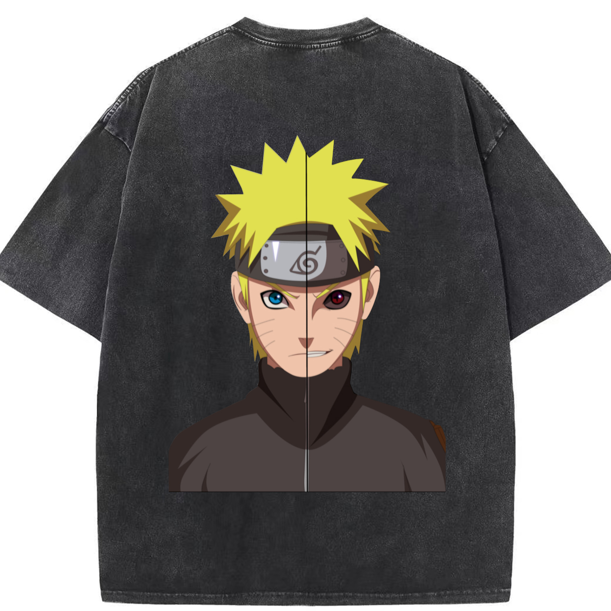 （画像用） NARUTO -ナルト- うずまき ナルト Uzumaki Naruto 綿100% ヴィンテージ風 半袖Tシャツ（背面プリント）