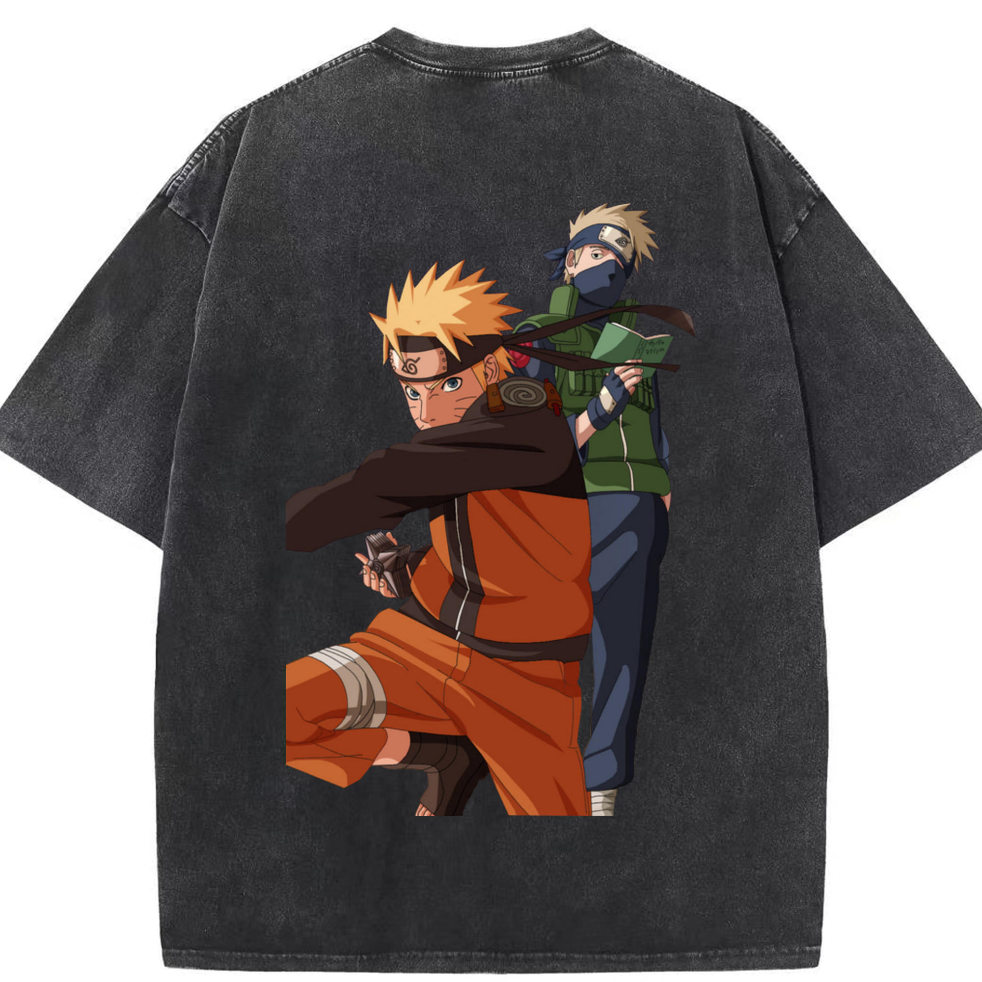 （画像用） NARUTO -ナルト- うずまき ナルト Uzumaki Naruto 綿100% ヴィンテージ風 半袖Tシャツ（背面プリント）