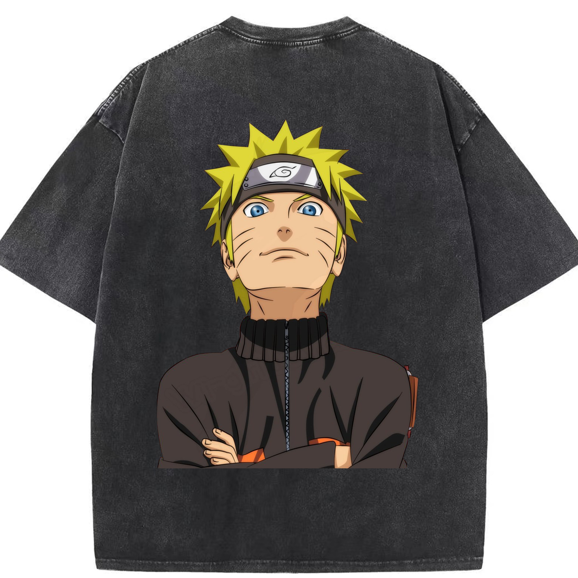 （画像用） NARUTO -ナルト- うずまき ナルト Uzumaki Naruto 綿100% ヴィンテージ風 半袖Tシャツ（背面プリント）