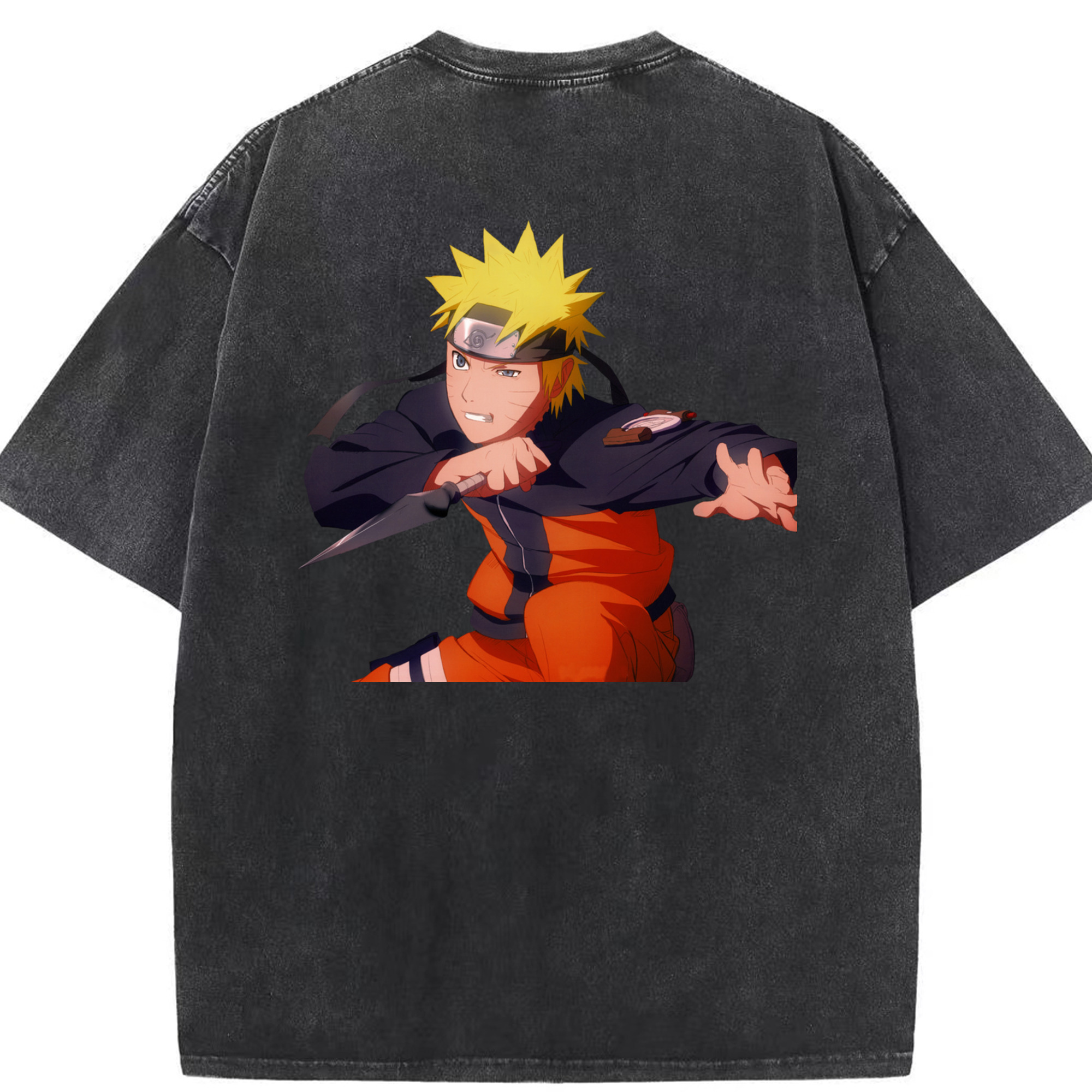 （画像用） NARUTO -ナルト- うずまき ナルト Uzumaki Naruto 綿100% ヴィンテージ風 半袖Tシャツ（背面プリント）