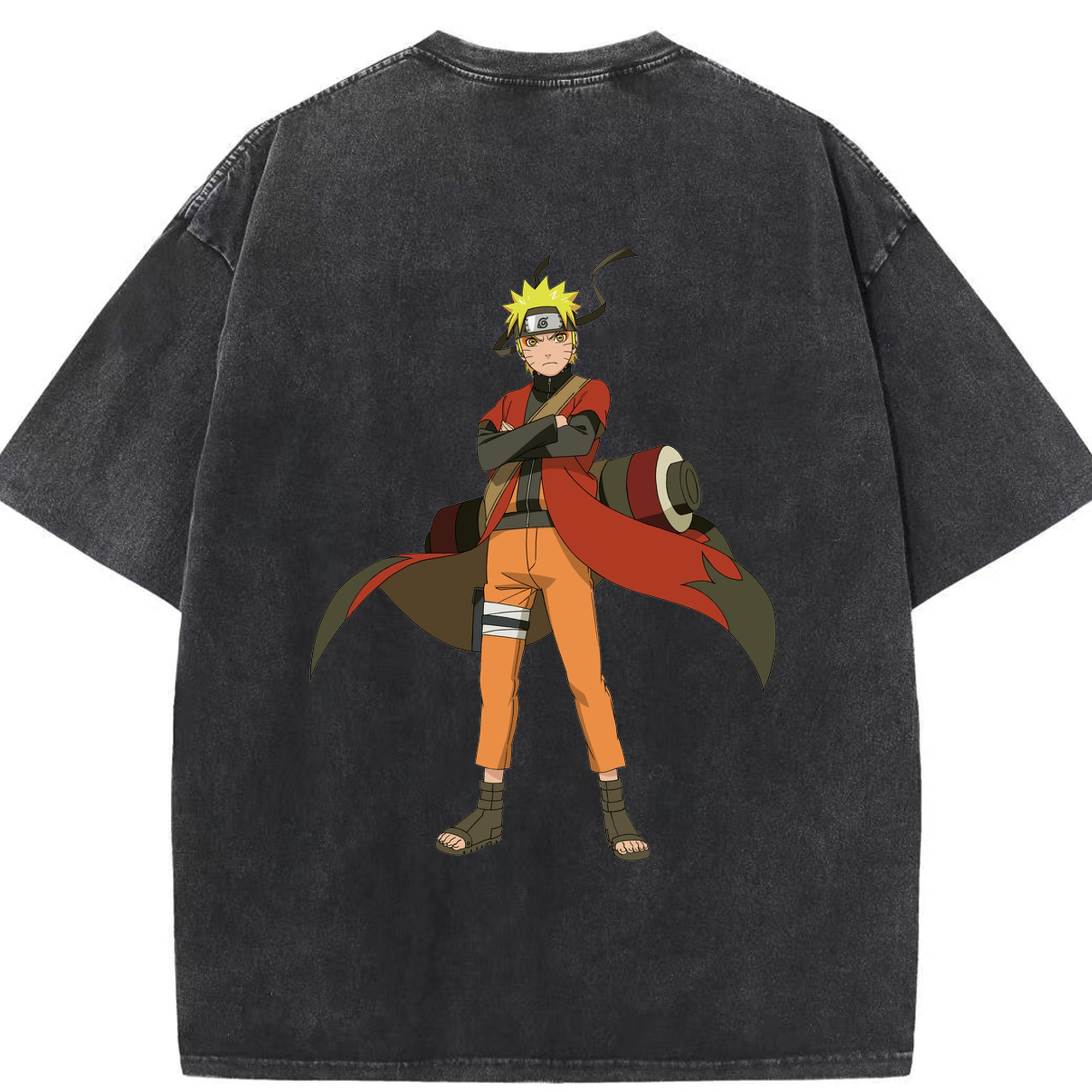 （画像用） NARUTO -ナルト- うずまき ナルト Uzumaki Naruto 綿100% ヴィンテージ風 半袖Tシャツ（背面プリント）