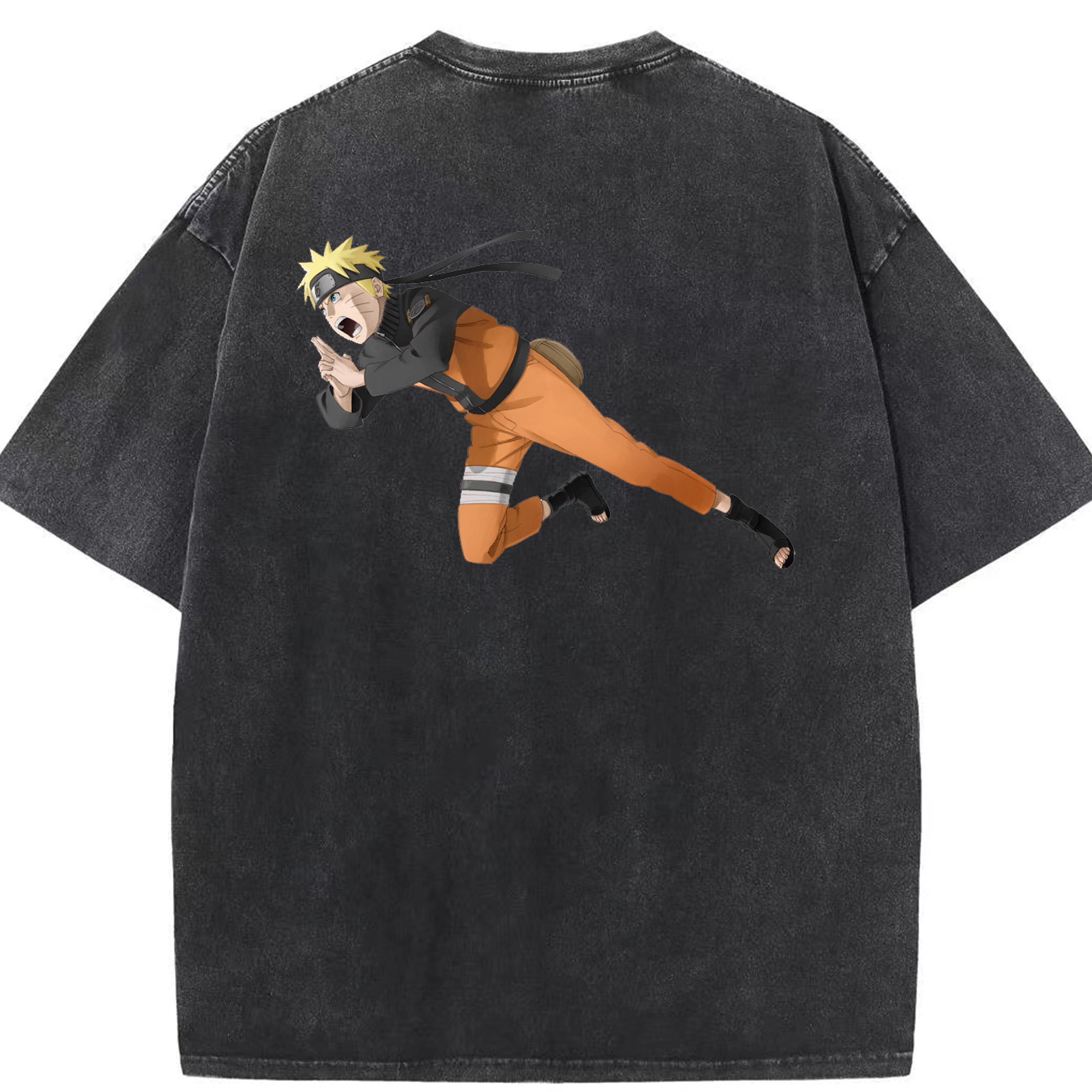 （画像用） NARUTO -ナルト- うずまき ナルト Uzumaki Naruto 綿100% ヴィンテージ風 半袖Tシャツ（背面プリント）