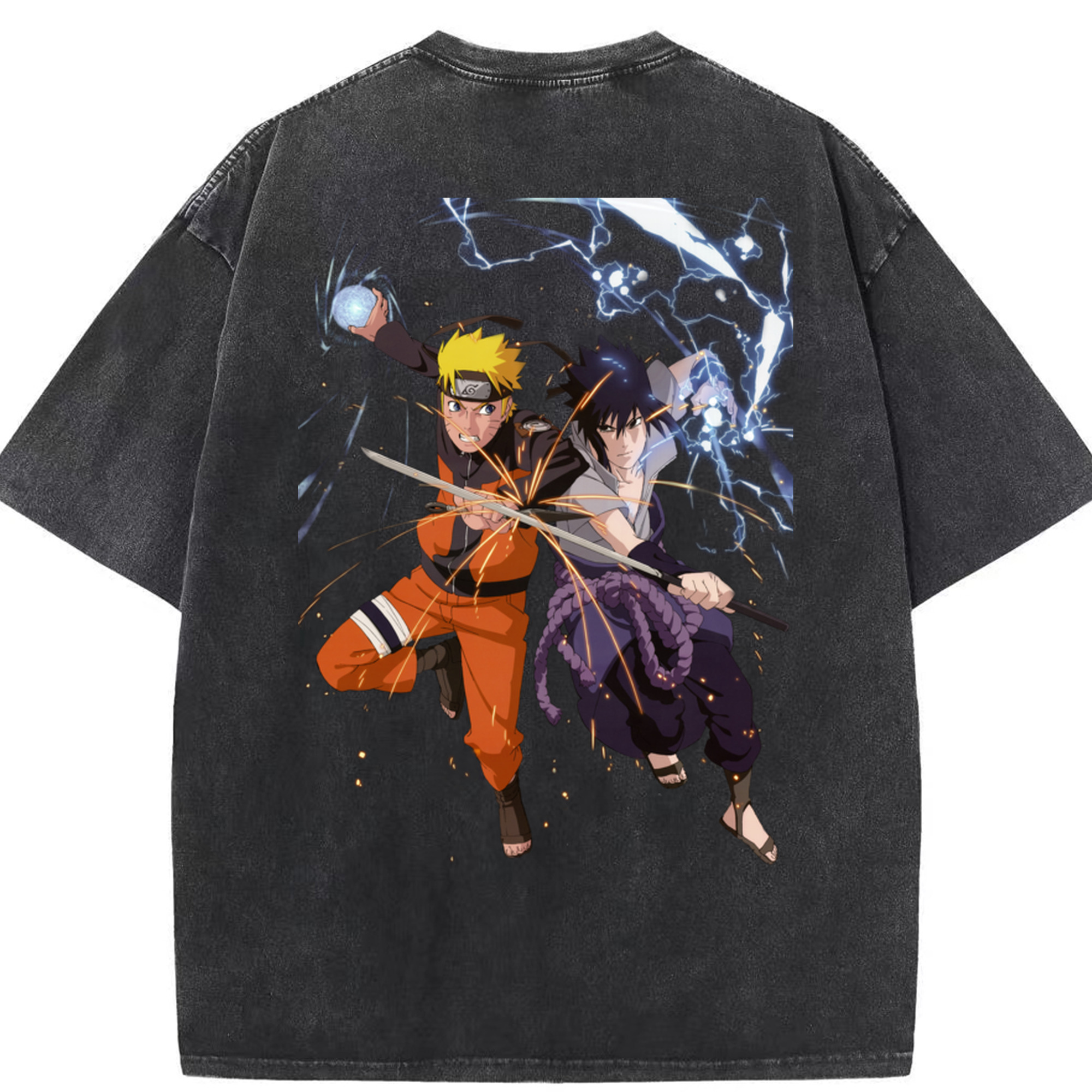 （画像用） NARUTO -ナルト- うずまき ナルト Uzumaki Naruto 綿100% ヴィンテージ風 半袖Tシャツ（背面プリント）
