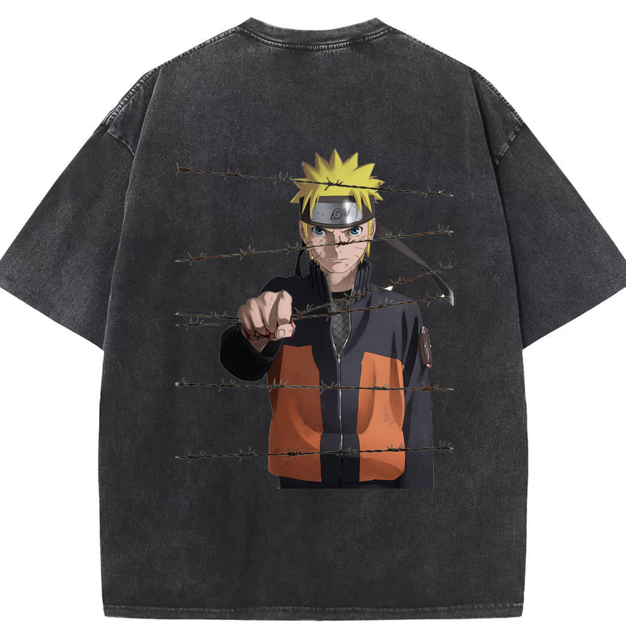 （画像用） NARUTO -ナルト- うずまき ナルト Uzumaki Naruto 綿100% ヴィンテージ風 半袖Tシャツ（背面プリント）