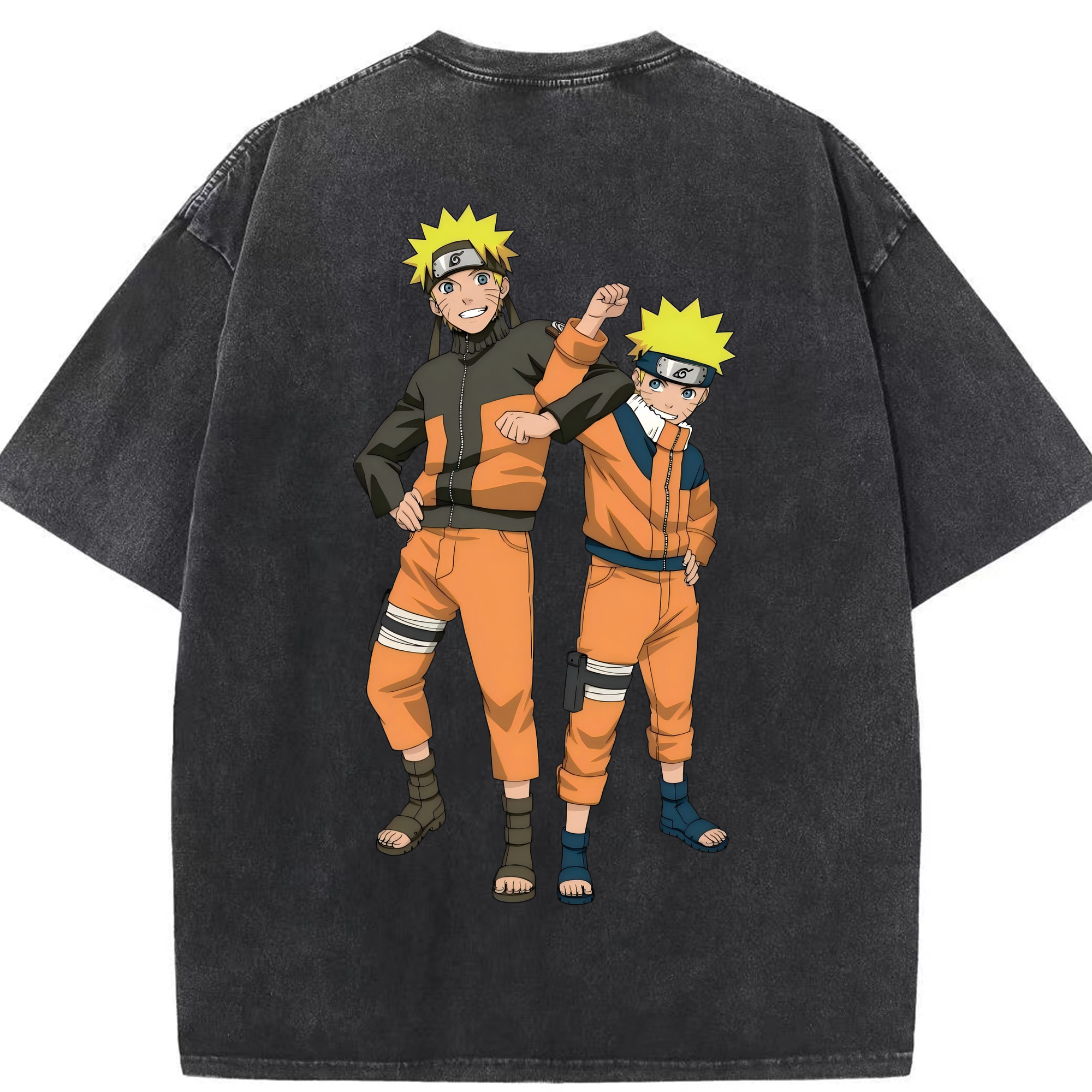 （画像用） NARUTO -ナルト- うずまき ナルト Uzumaki Naruto 綿100% ヴィンテージ風 半袖Tシャツ（背面プリント）