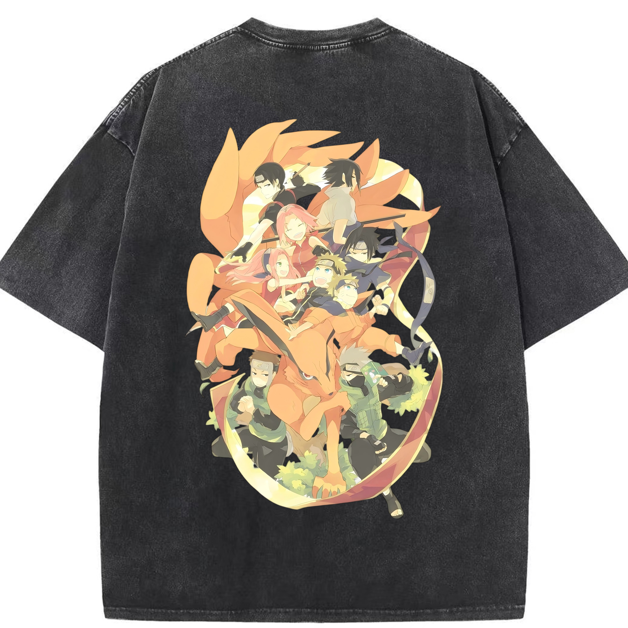 （画像用） NARUTO -ナルト- うずまき ナルト Uzumaki Naruto 綿100% ヴィンテージ風 半袖Tシャツ（背面プリント）