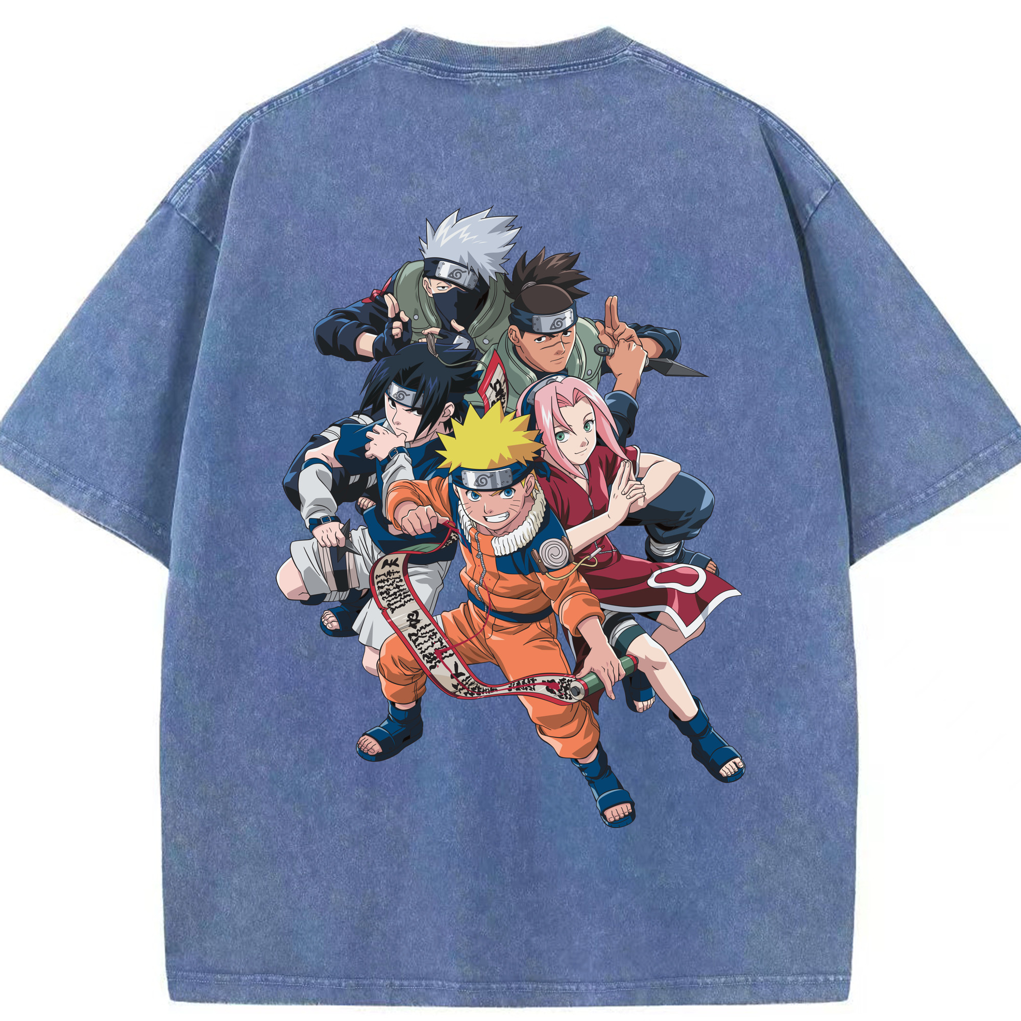 （画像用） NARUTO -ナルト- うずまき ナルト Uzumaki Naruto 綿100% ヴィンテージ風 半袖Tシャツ（背面プリント）