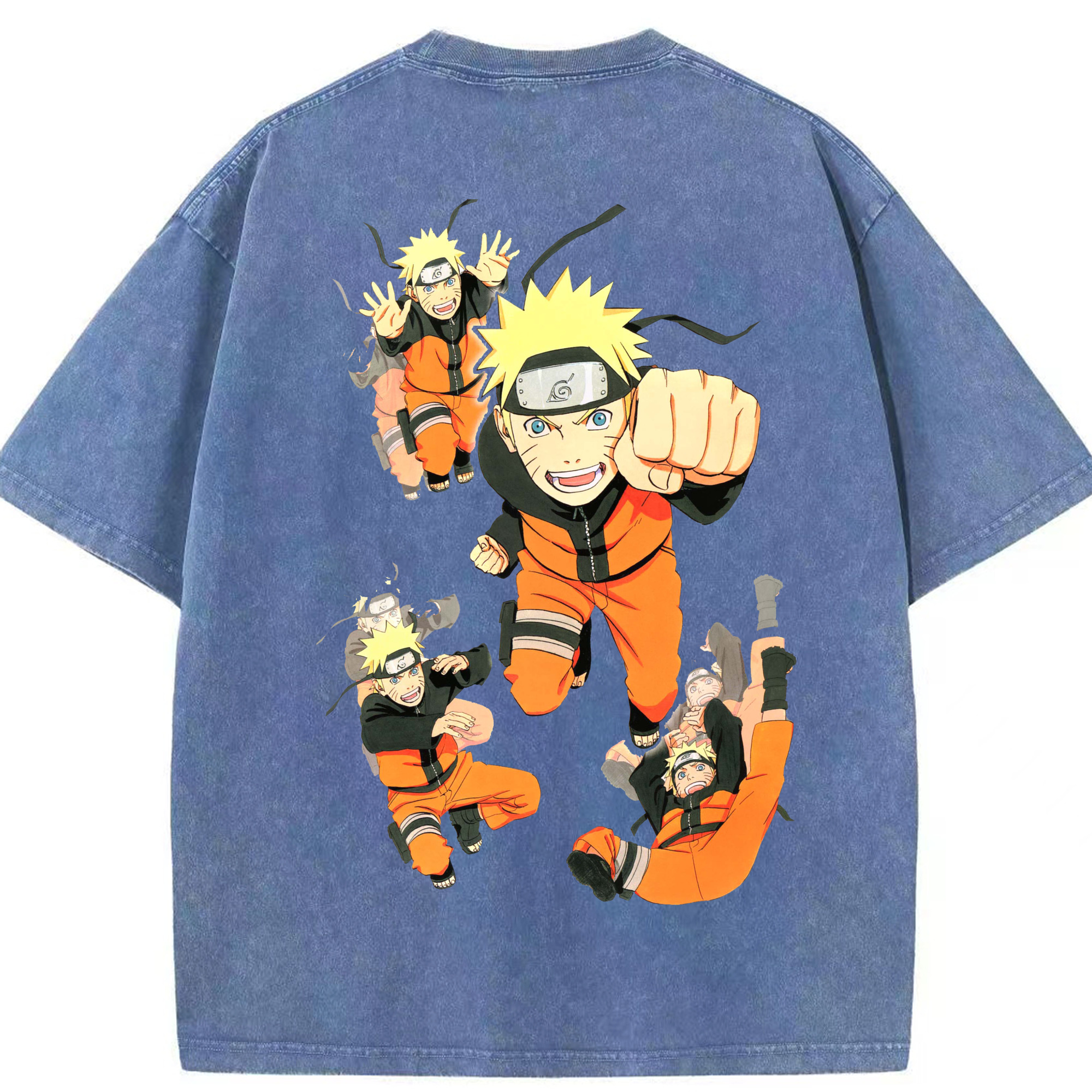（画像用） NARUTO -ナルト- うずまき ナルト Uzumaki Naruto 綿100% ヴィンテージ風 半袖Tシャツ（背面プリント）