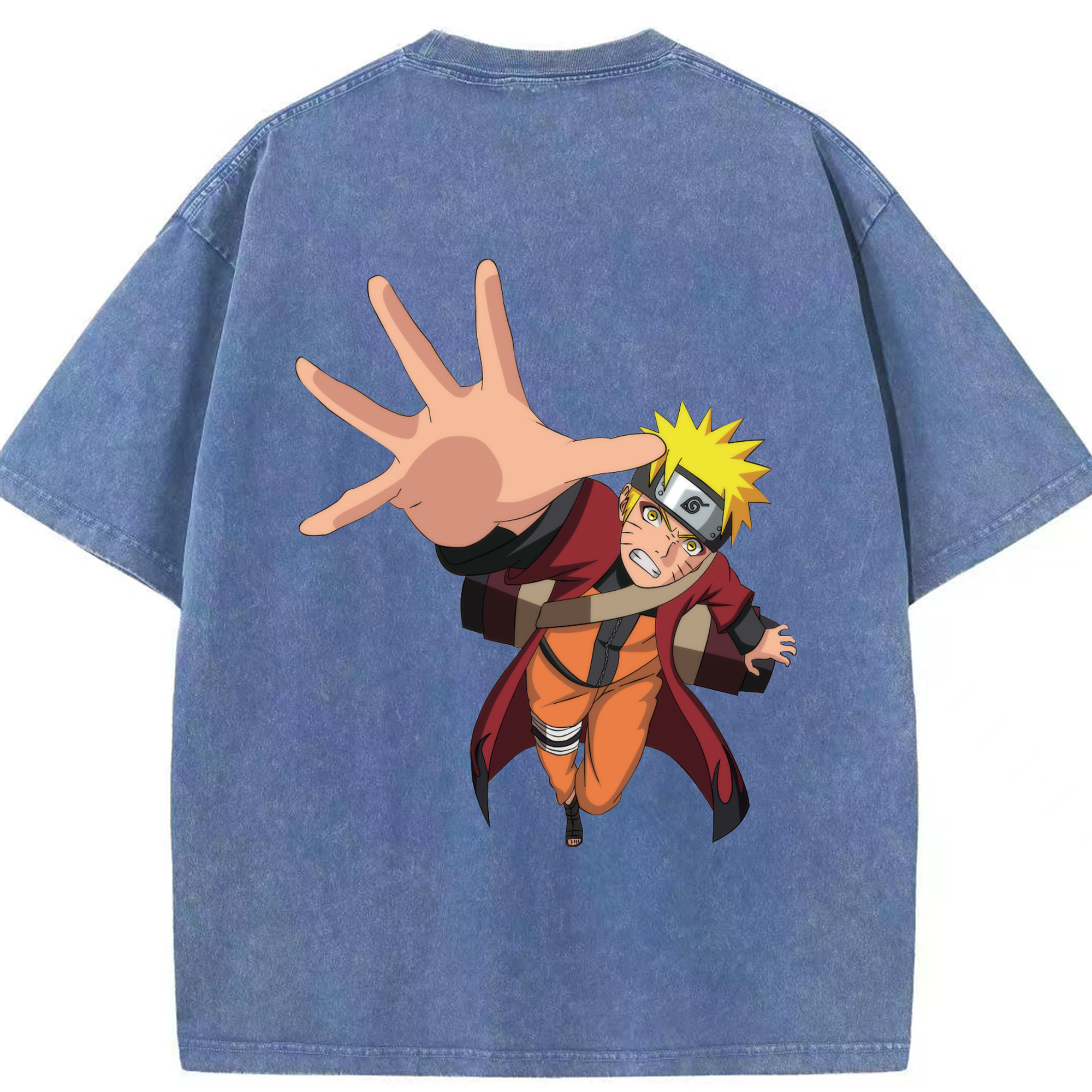 （画像用） NARUTO -ナルト- うずまき ナルト Uzumaki Naruto 綿100% ヴィンテージ風 半袖Tシャツ（背面プリント）