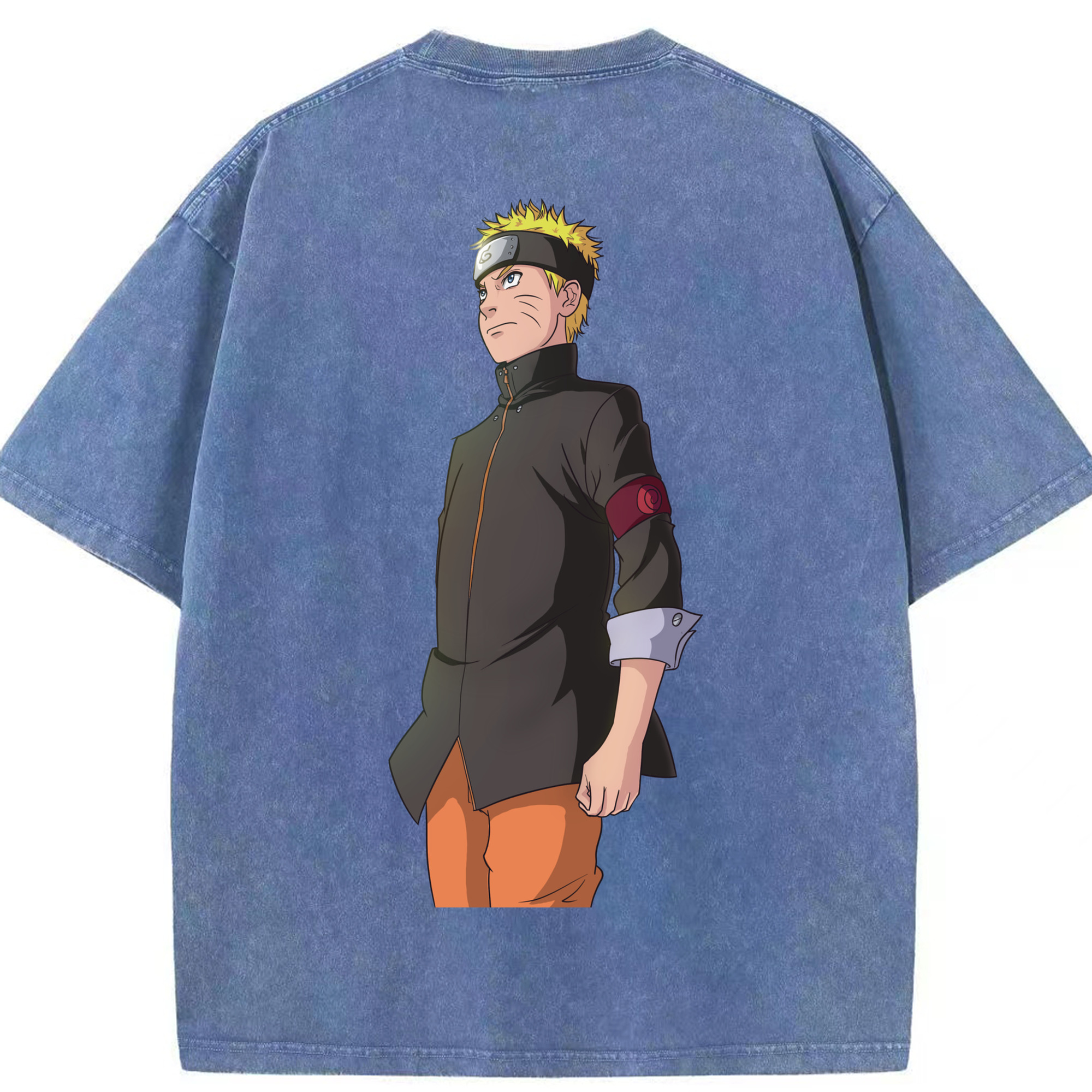 （画像用） NARUTO -ナルト- うずまき ナルト Uzumaki Naruto 綿100% ヴィンテージ風 半袖Tシャツ（背面プリント）