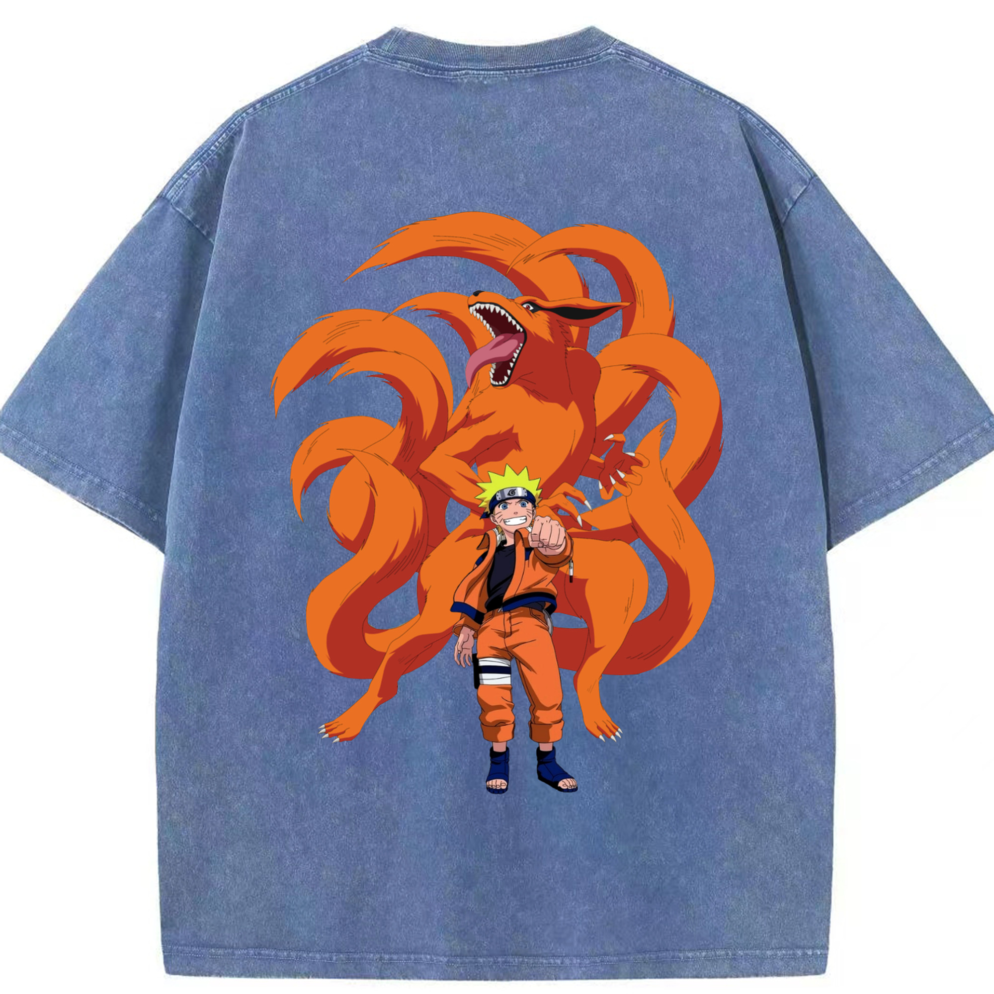 （画像用） NARUTO -ナルト- うずまき ナルト Uzumaki Naruto 綿100% ヴィンテージ風 半袖Tシャツ（背面プリント）