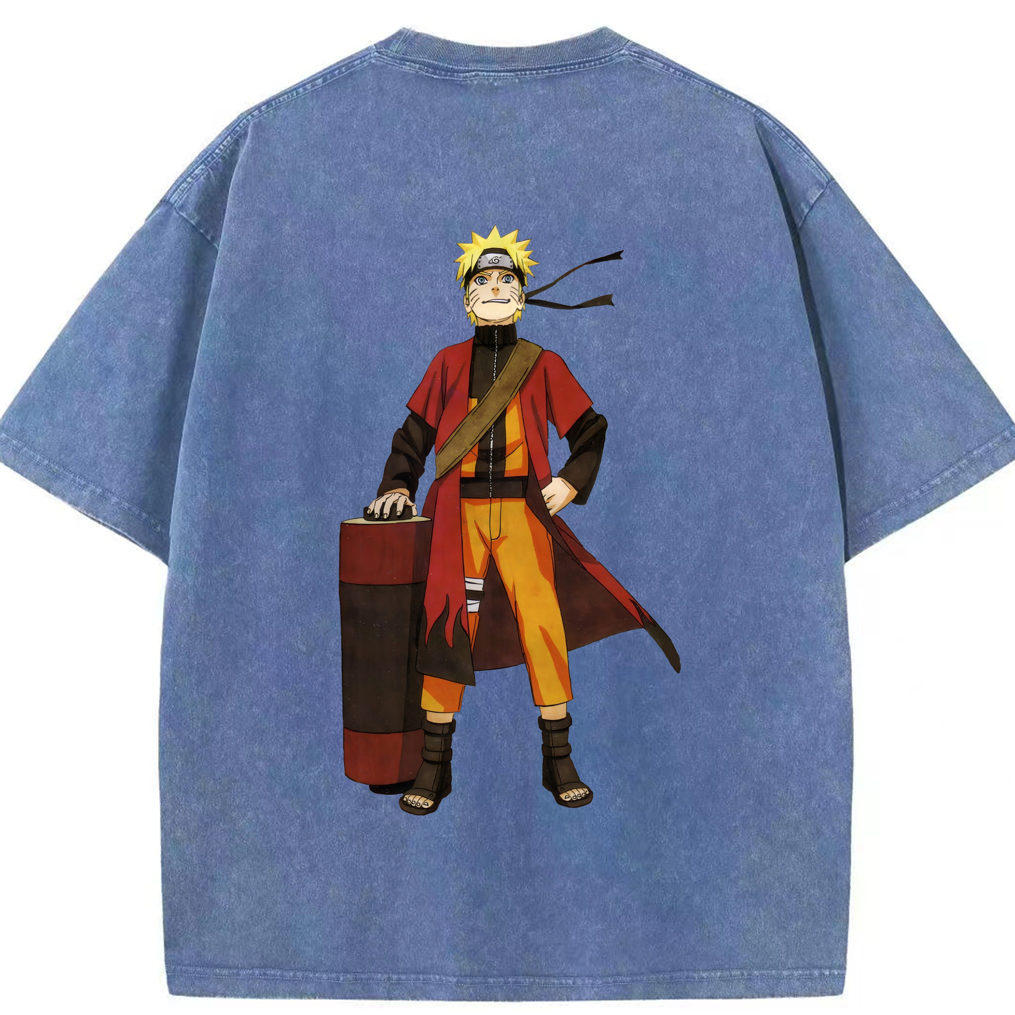 （画像用） NARUTO -ナルト- うずまき ナルト Uzumaki Naruto 綿100% ヴィンテージ風 半袖Tシャツ（背面プリント）