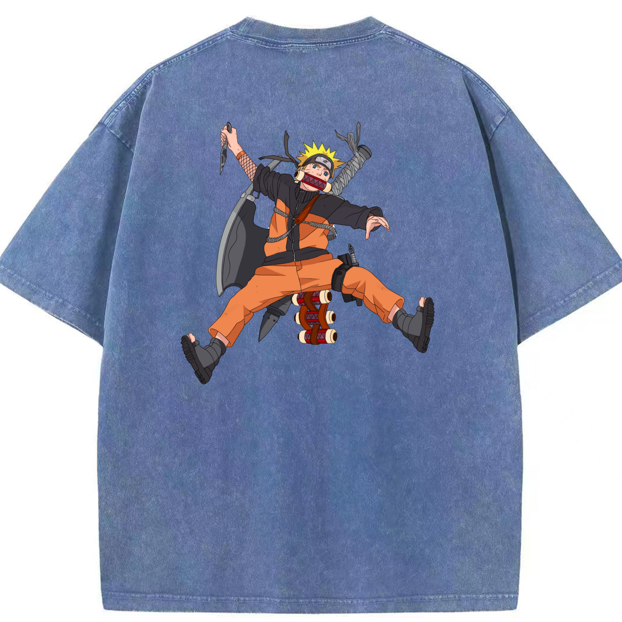 （画像用） NARUTO -ナルト- うずまき ナルト Uzumaki Naruto 綿100% ヴィンテージ風 半袖Tシャツ（背面プリント）