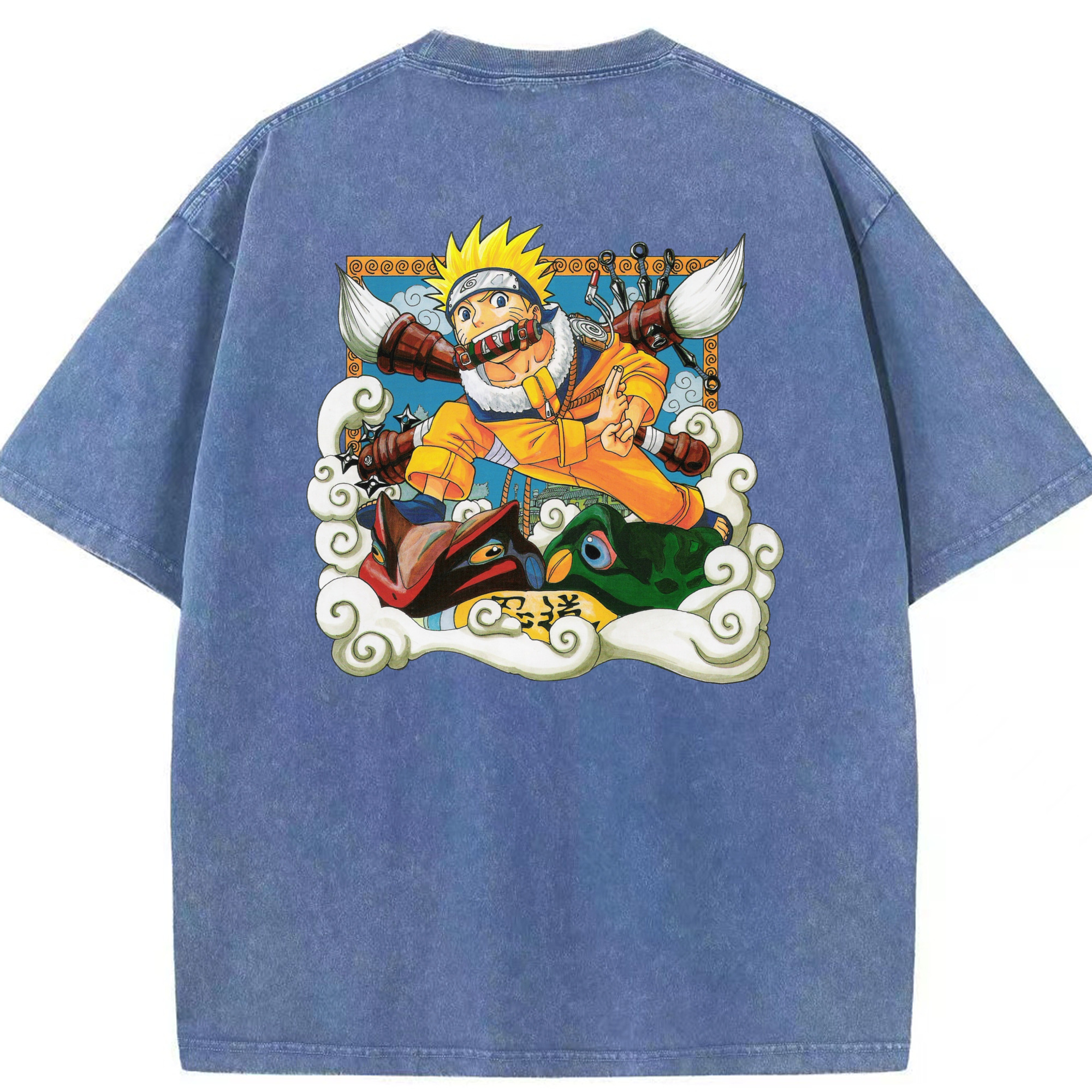 （画像用） NARUTO -ナルト- うずまき ナルト Uzumaki Naruto 綿100% ヴィンテージ風 半袖Tシャツ（背面プリント）