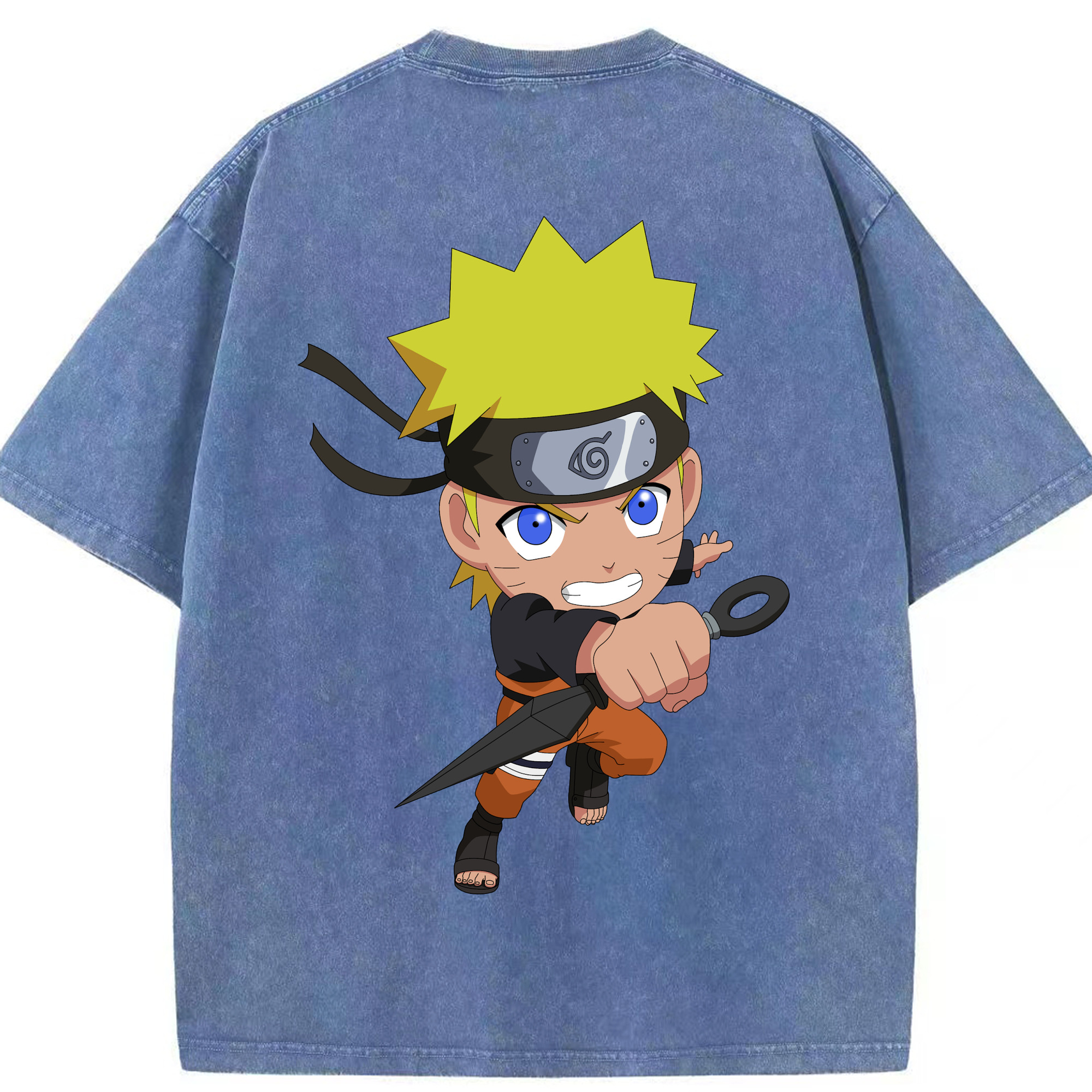 （画像用） NARUTO -ナルト- うずまき ナルト Uzumaki Naruto 綿100% ヴィンテージ風 半袖Tシャツ（背面プリント）
