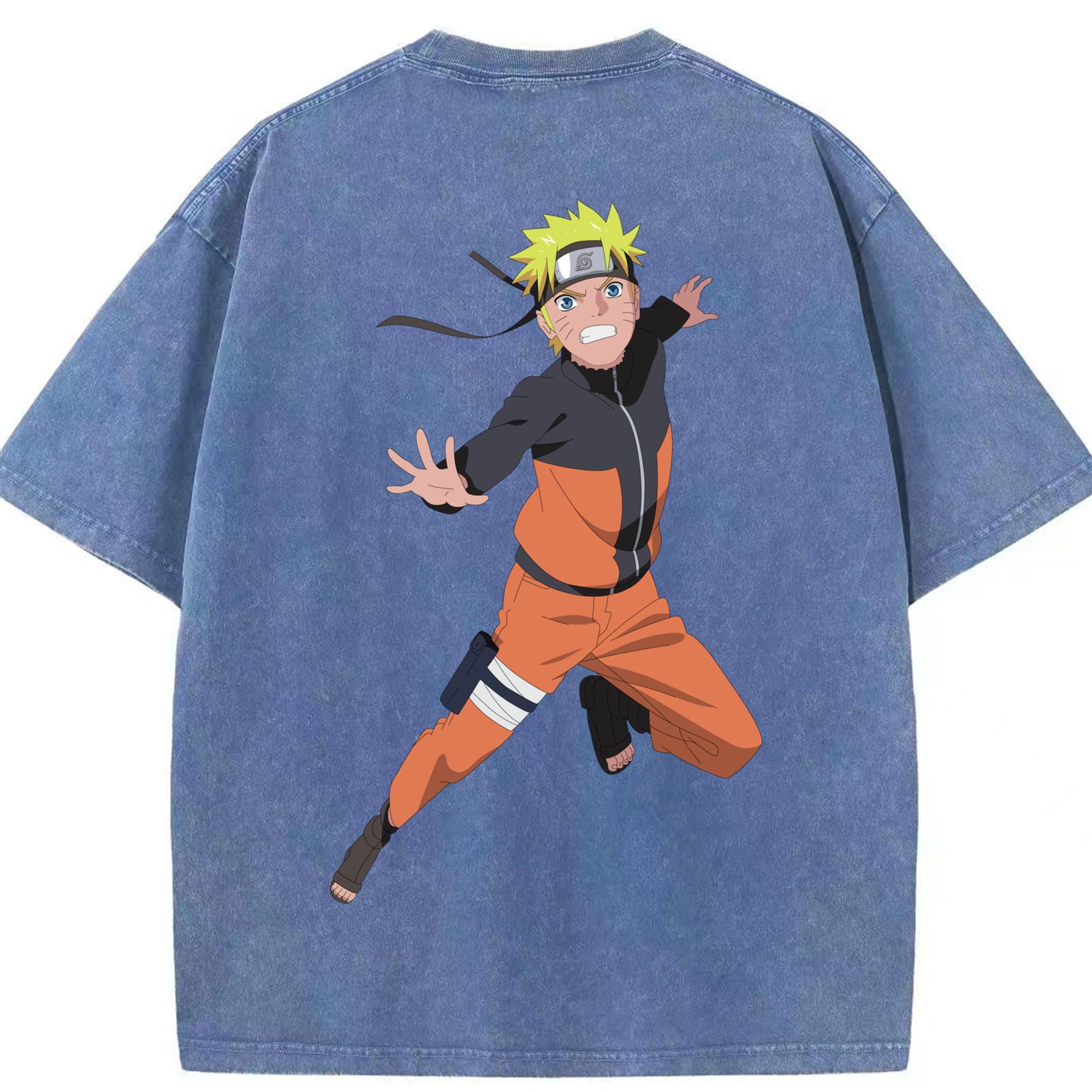 （画像用） NARUTO -ナルト- うずまき ナルト Uzumaki Naruto 綿100% ヴィンテージ風 半袖Tシャツ（背面プリント）