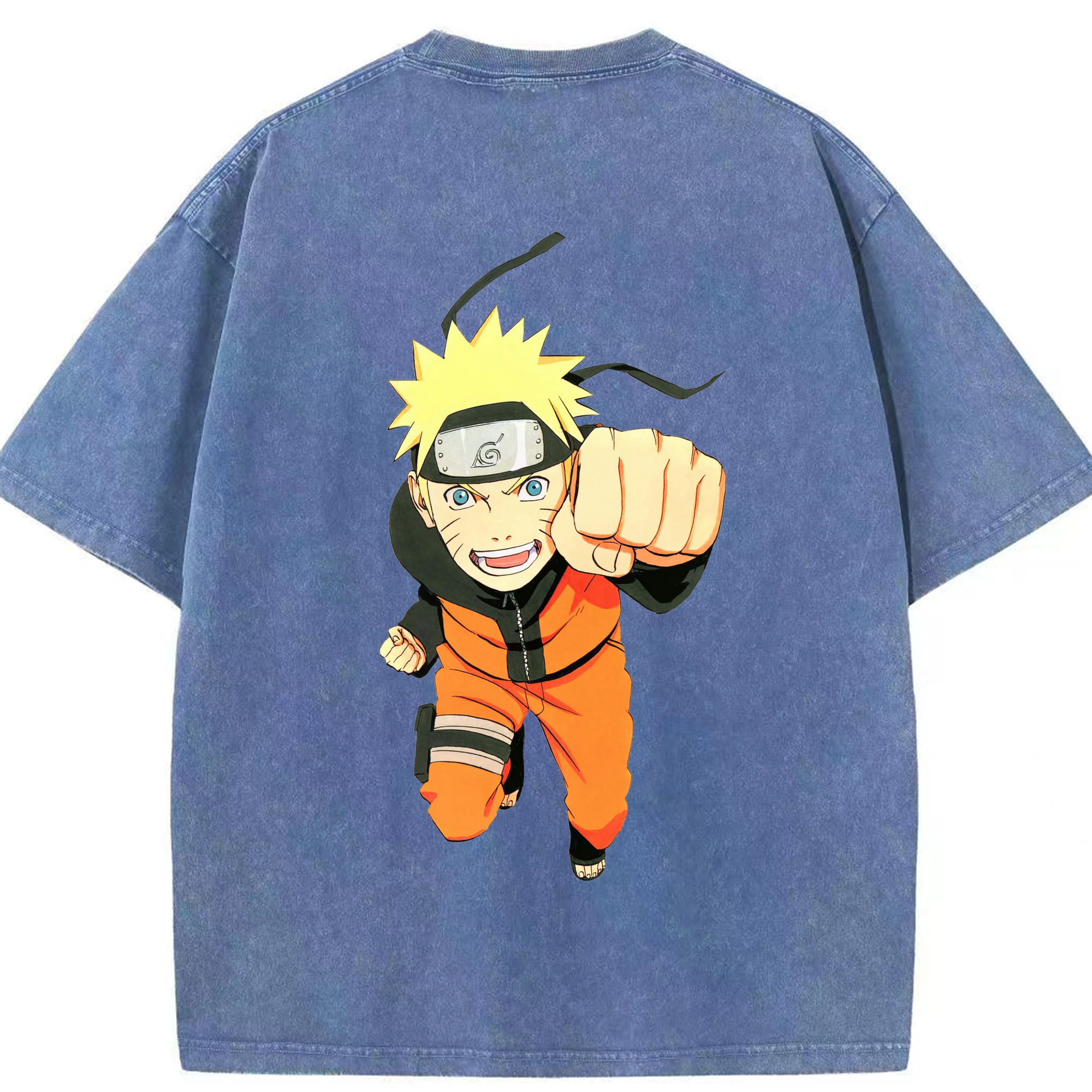 （画像用） NARUTO -ナルト- うずまき ナルト Uzumaki Naruto 綿100% ヴィンテージ風 半袖Tシャツ（背面プリント）