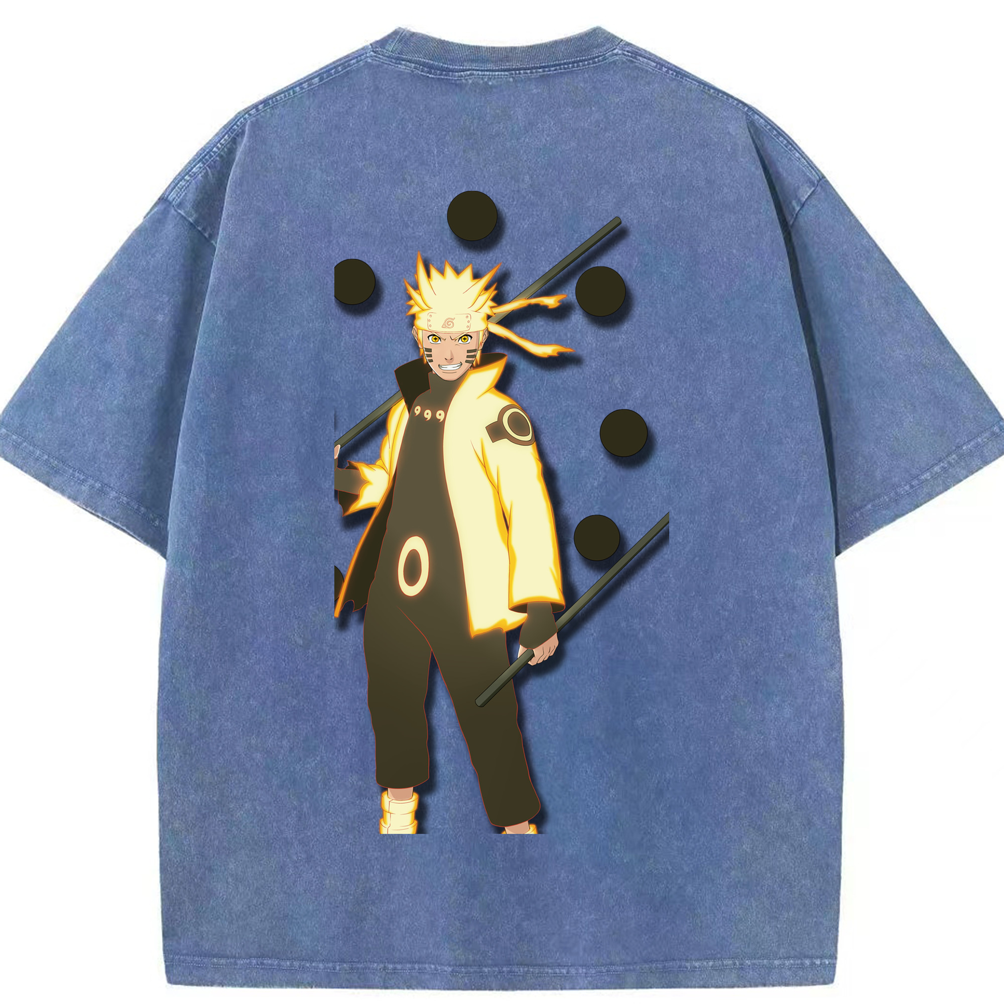 （画像用） NARUTO -ナルト- うずまき ナルト Uzumaki Naruto 綿100% ヴィンテージ風 半袖Tシャツ（背面プリント）