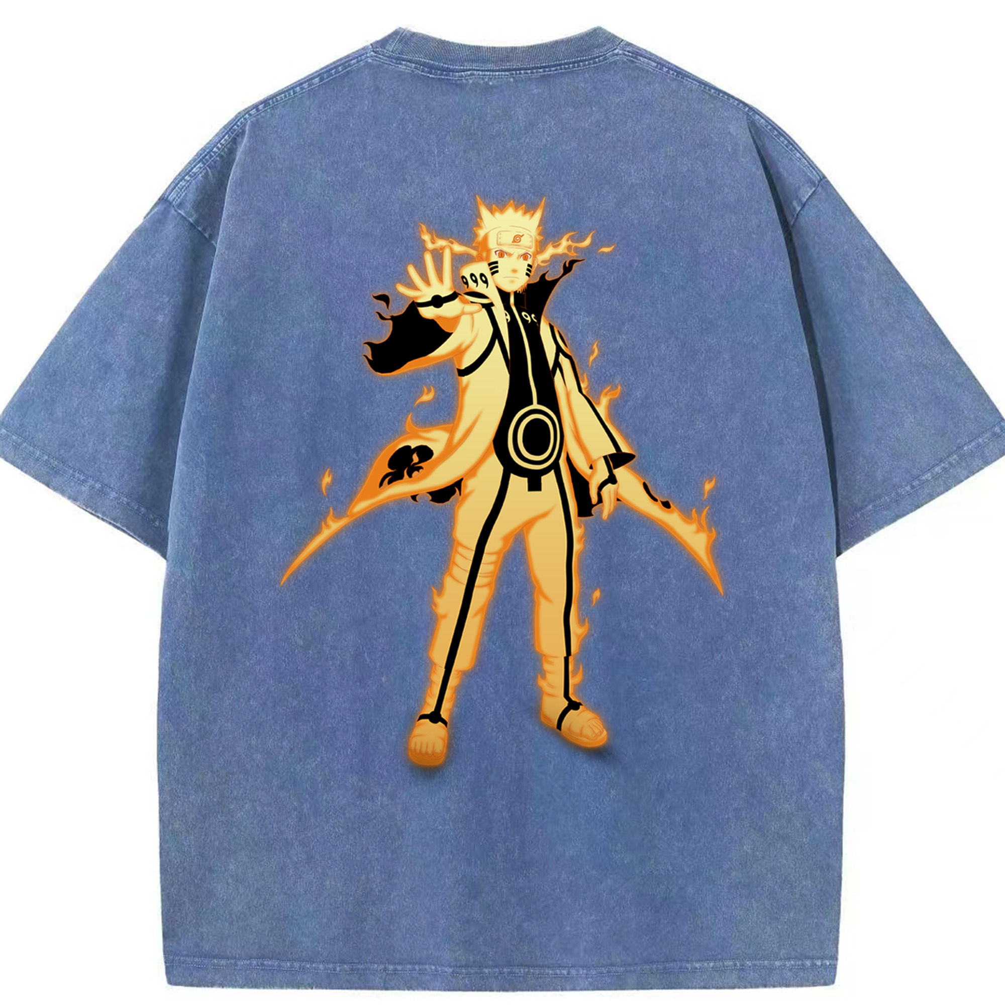 （画像用） NARUTO -ナルト- うずまき ナルト Uzumaki Naruto 綿100% ヴィンテージ風 半袖Tシャツ（背面プリント）