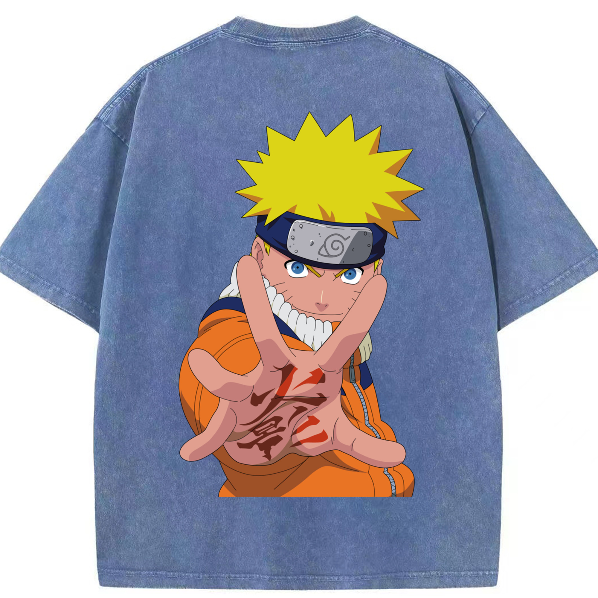 （画像用） NARUTO -ナルト- うずまき ナルト Uzumaki Naruto 綿100% ヴィンテージ風 半袖Tシャツ（背面プリント）
