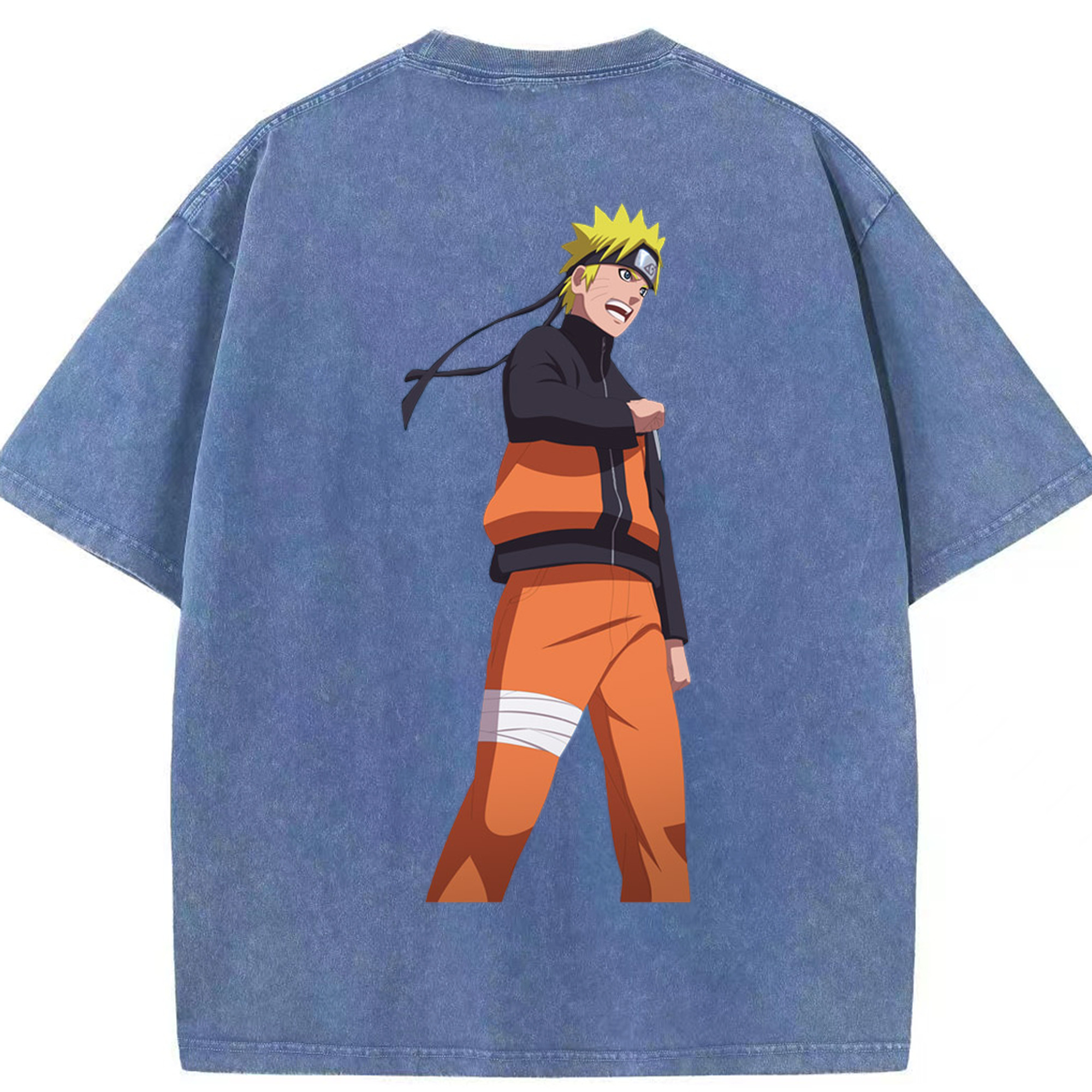 （画像用） NARUTO -ナルト- うずまき ナルト Uzumaki Naruto 綿100% ヴィンテージ風 半袖Tシャツ（背面プリント）