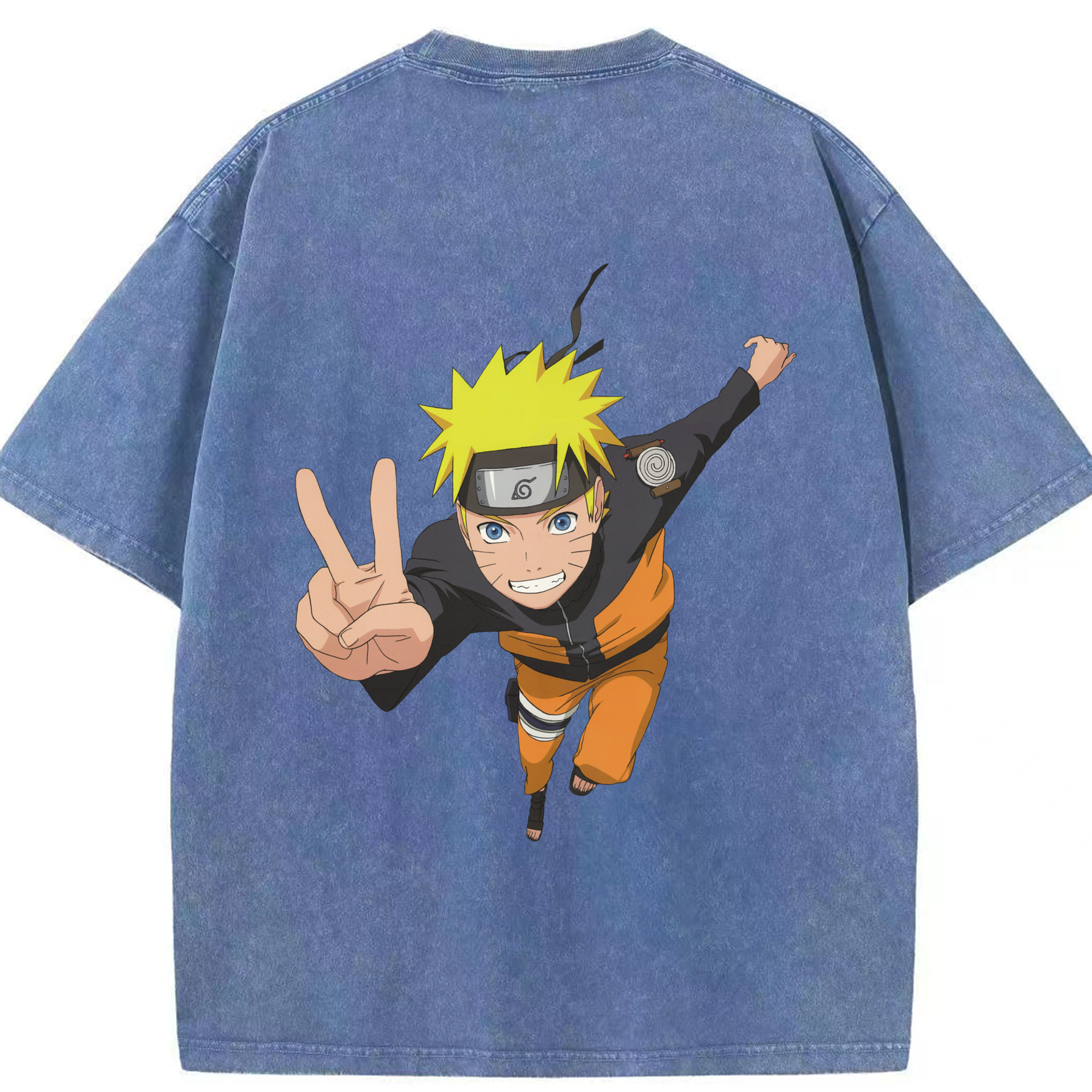 （画像用） NARUTO -ナルト- うずまき ナルト Uzumaki Naruto 綿100% ヴィンテージ風 半袖Tシャツ（背面プリント）