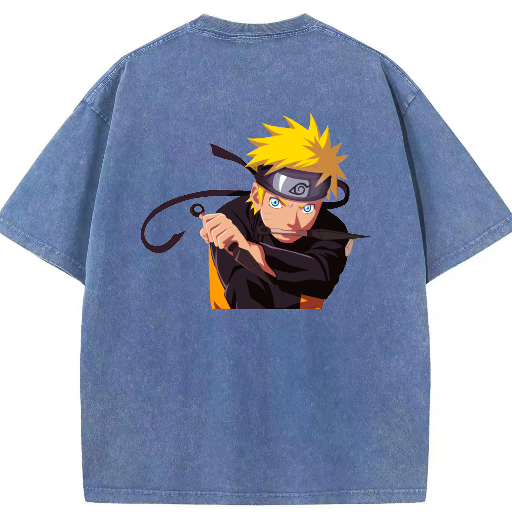 （画像用） NARUTO -ナルト- うずまき ナルト Uzumaki Naruto 綿100% ヴィンテージ風 半袖Tシャツ（背面プリント）