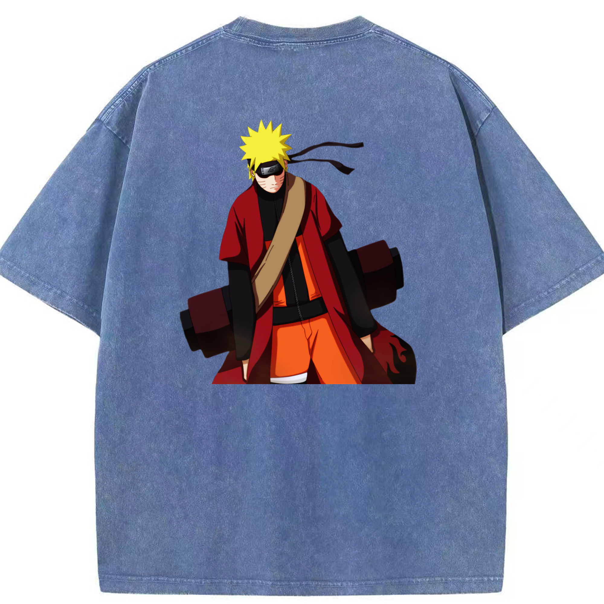 （画像用） NARUTO -ナルト- うずまき ナルト Uzumaki Naruto 綿100% ヴィンテージ風 半袖Tシャツ（背面プリント）