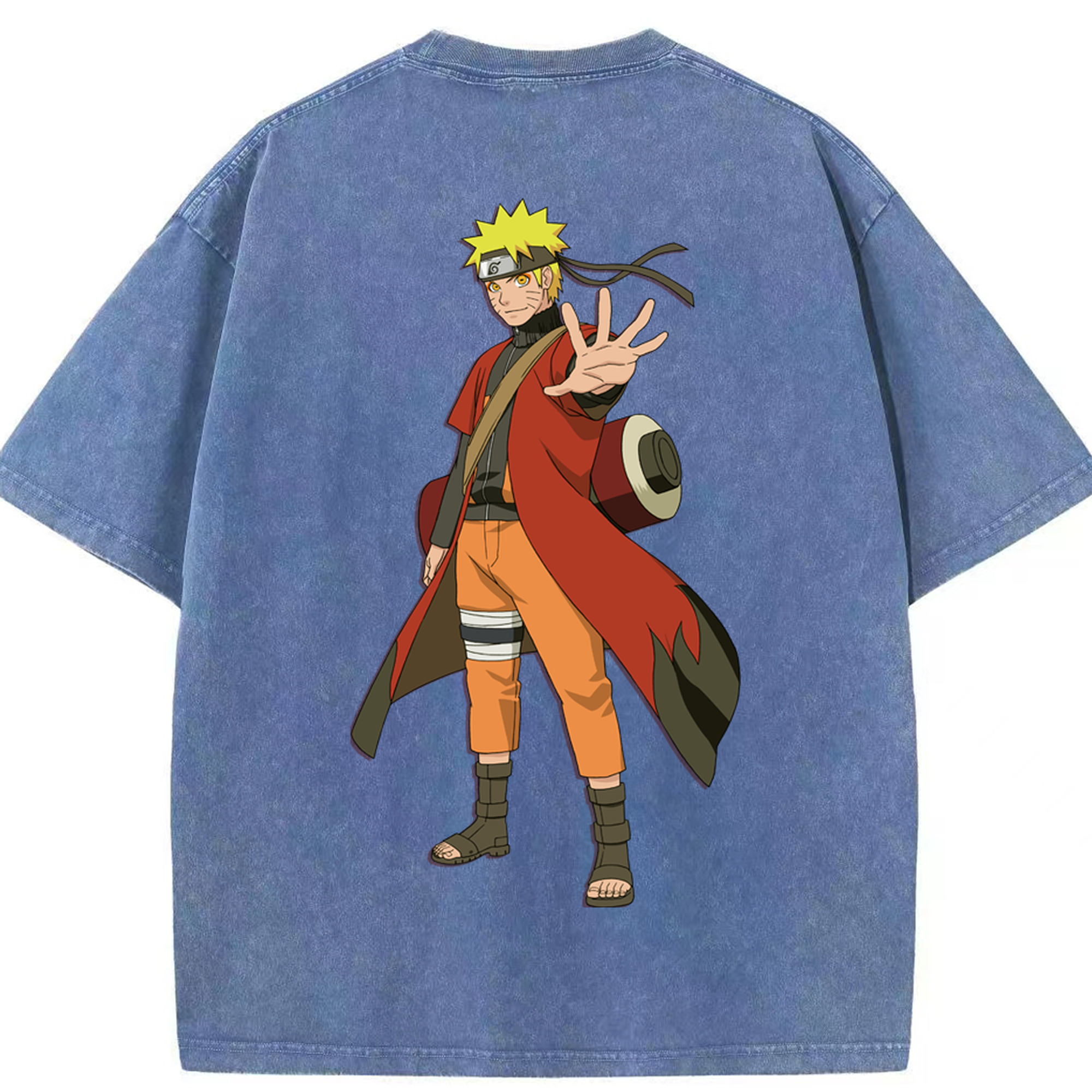 （画像用） NARUTO -ナルト- うずまき ナルト Uzumaki Naruto 綿100% ヴィンテージ風 半袖Tシャツ（背面プリント）