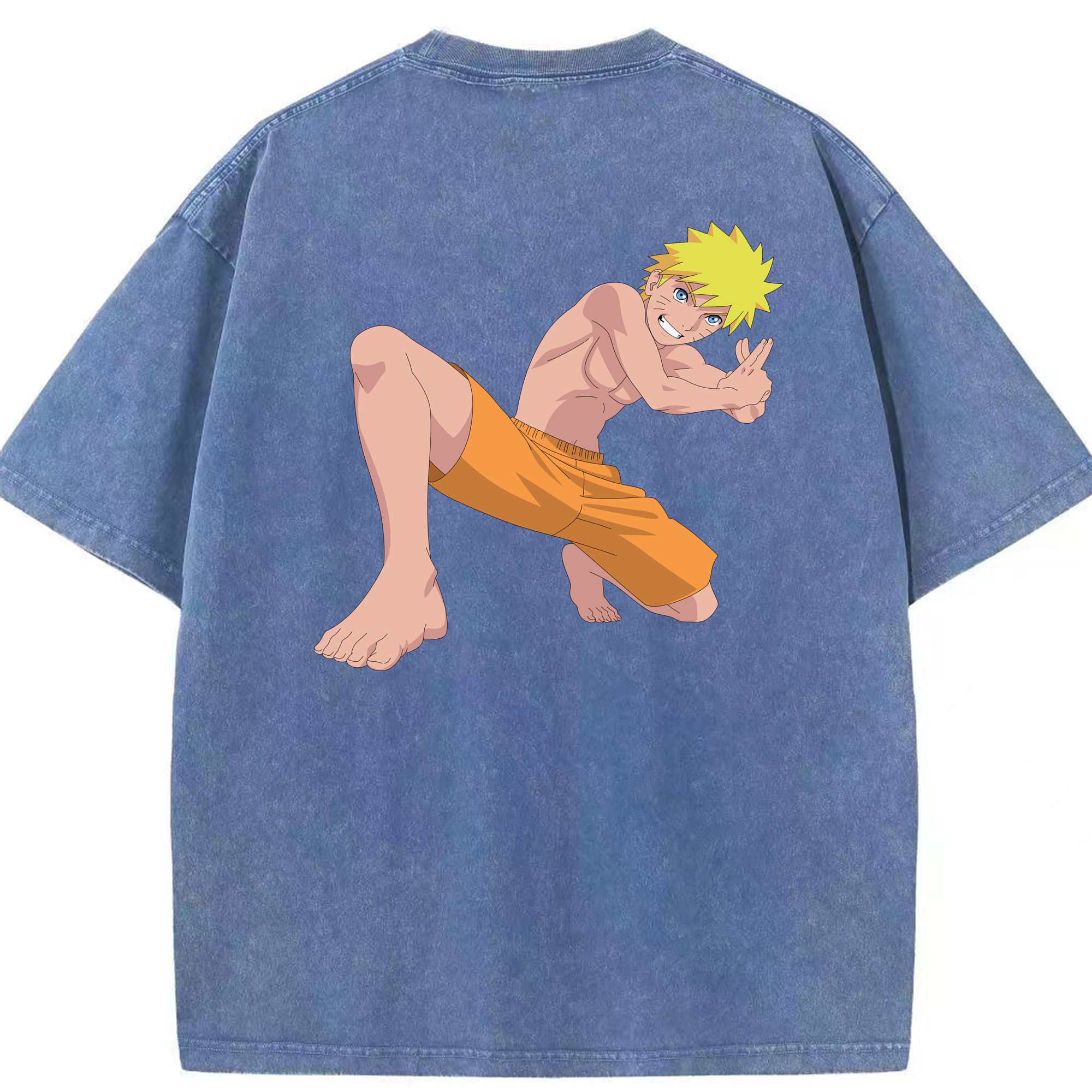（画像用） NARUTO -ナルト- うずまき ナルト Uzumaki Naruto 綿100% ヴィンテージ風 半袖Tシャツ（背面プリント）