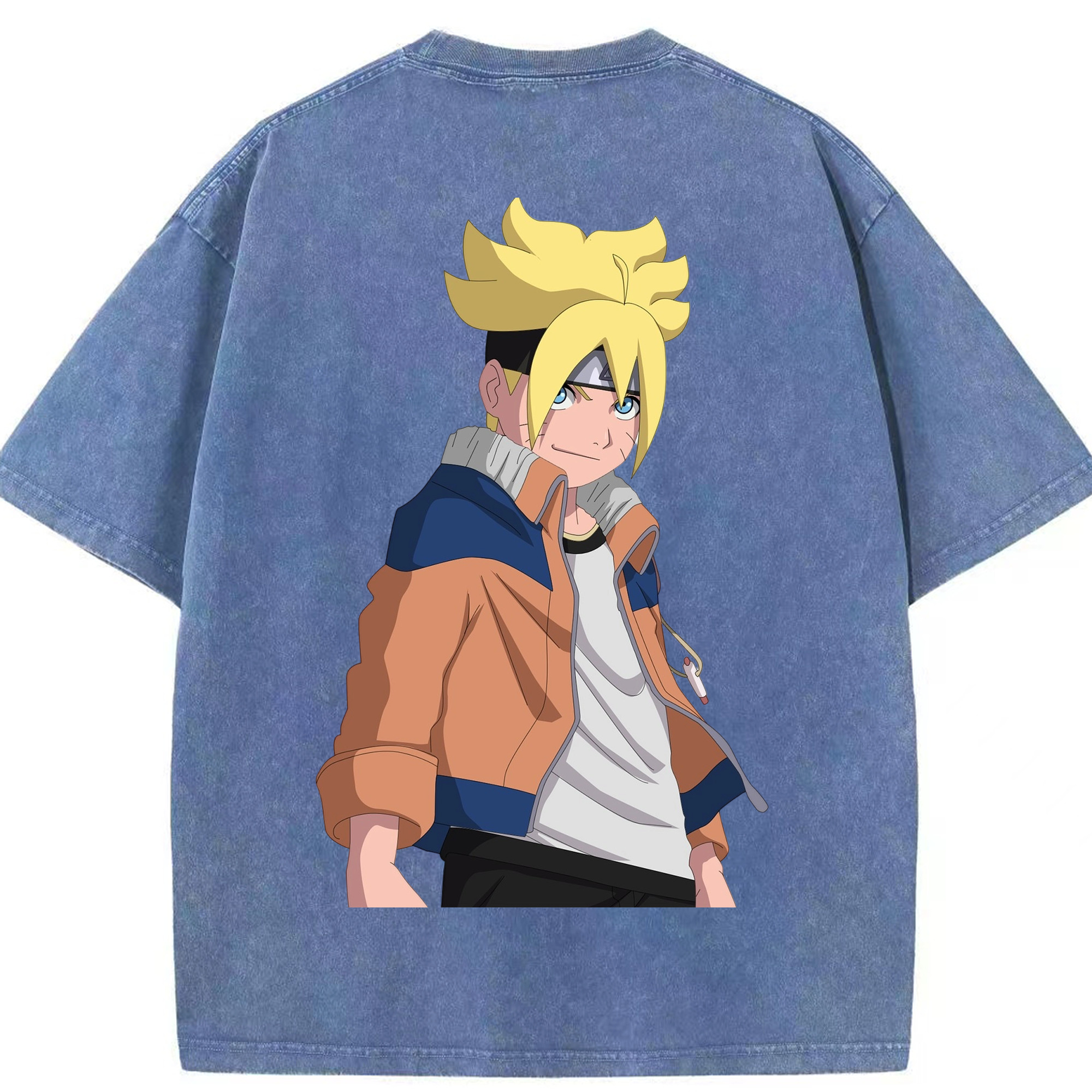 （画像用） NARUTO -ナルト- うずまき ナルト Uzumaki Naruto 綿100% ヴィンテージ風 半袖Tシャツ（背面プリント）