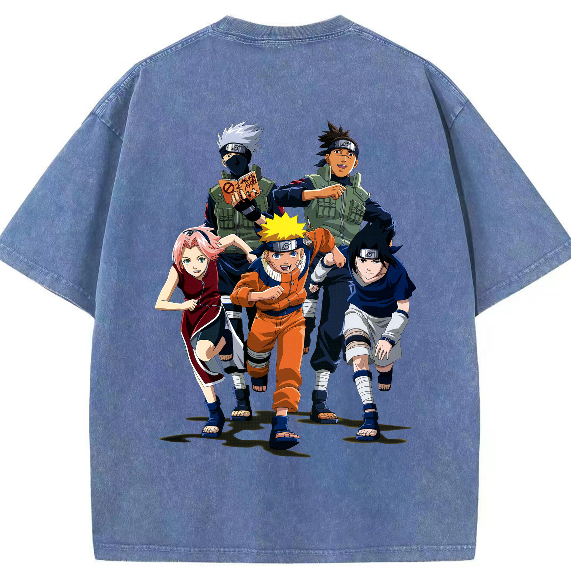 （画像用） NARUTO -ナルト- うずまき ナルト Uzumaki Naruto 綿100% ヴィンテージ風 半袖Tシャツ（背面プリント）