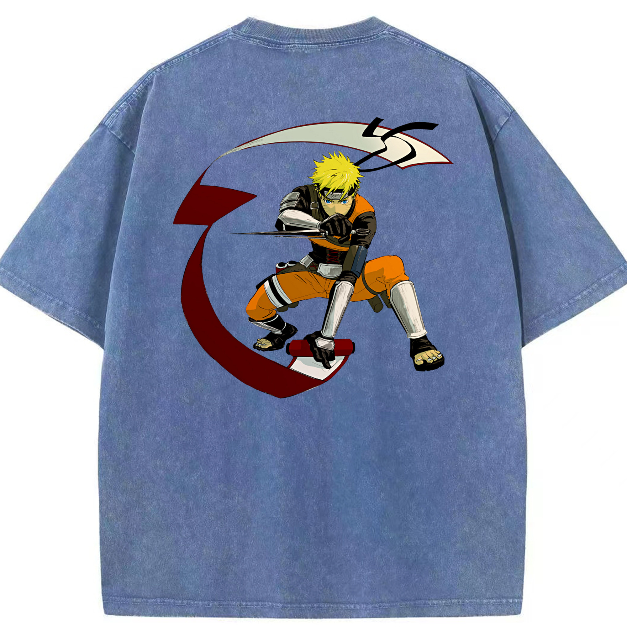 （画像用） NARUTO -ナルト- うずまき ナルト Uzumaki Naruto 綿100% ヴィンテージ風 半袖Tシャツ（背面プリント）