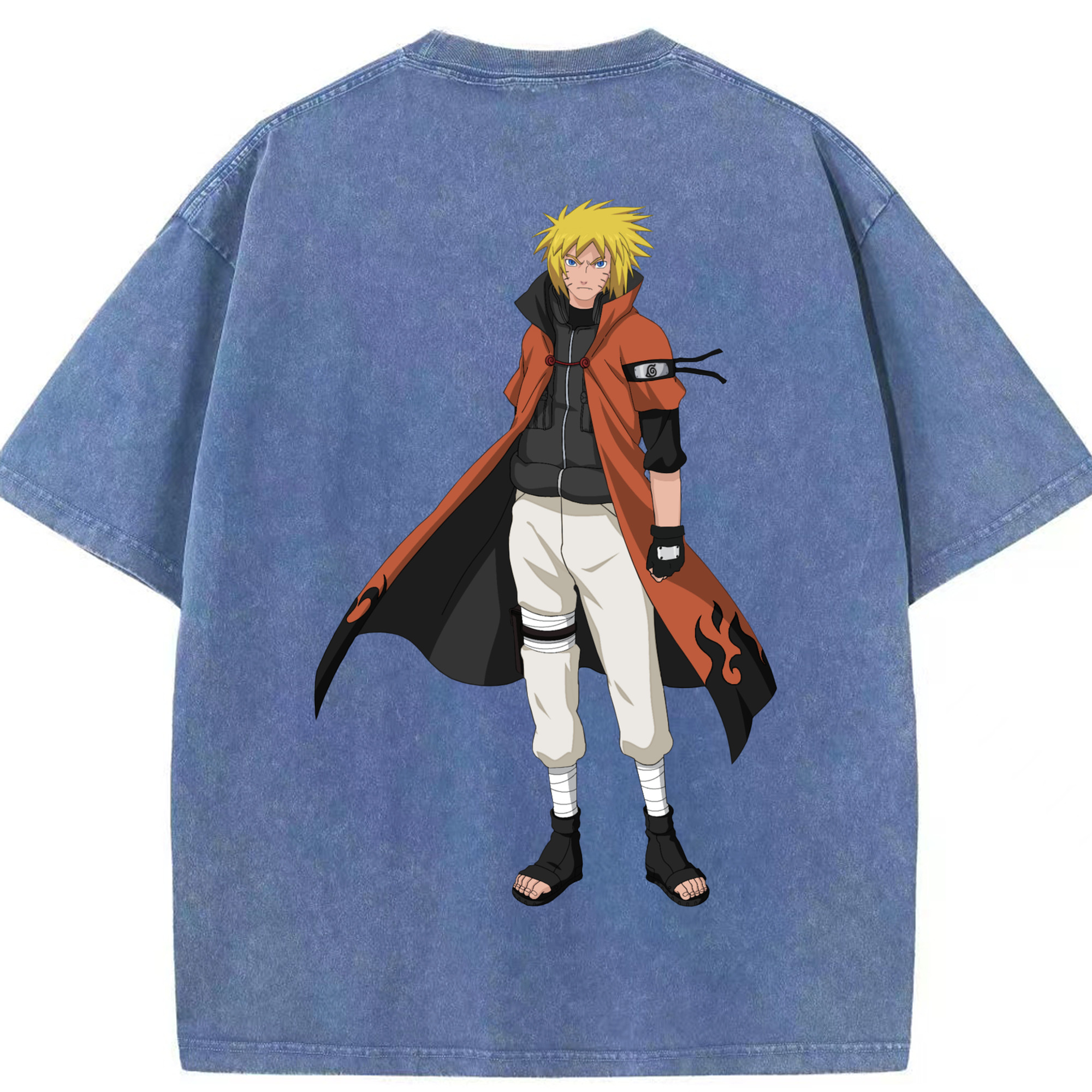 （画像用） NARUTO -ナルト- うずまき ナルト Uzumaki Naruto 綿100% ヴィンテージ風 半袖Tシャツ（背面プリント）
