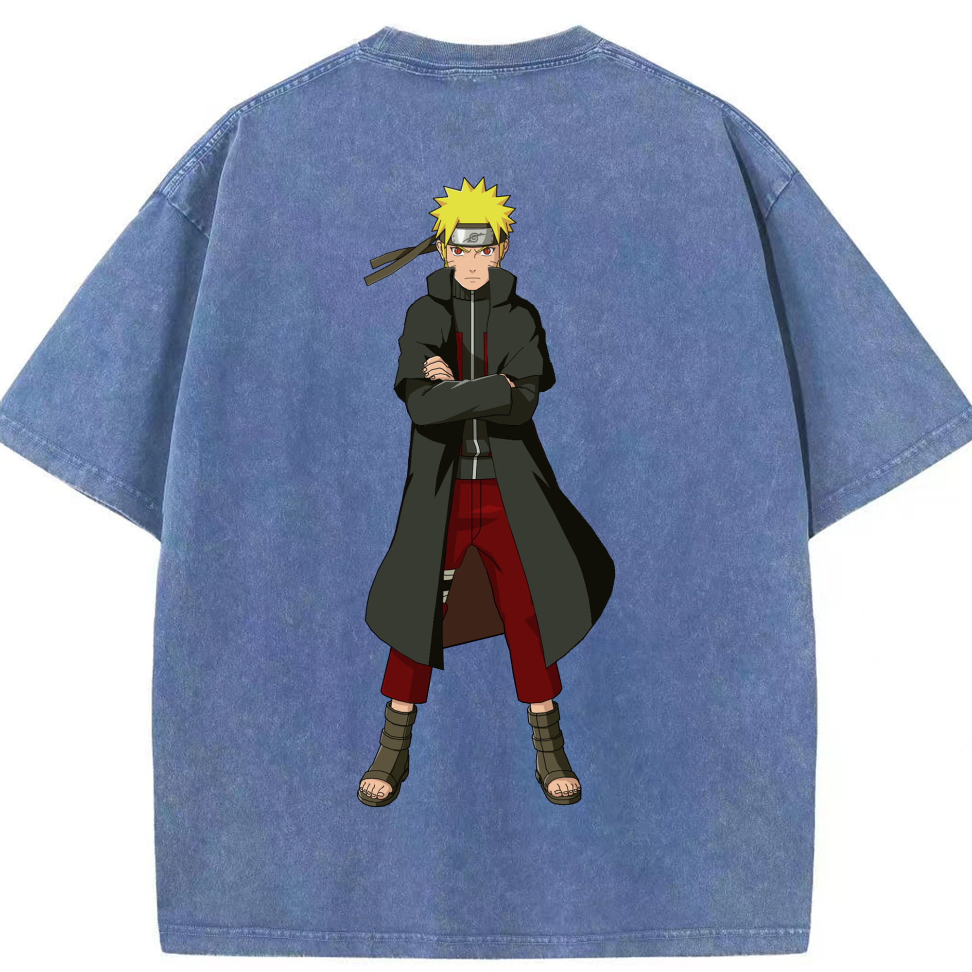 （画像用） NARUTO -ナルト- うずまき ナルト Uzumaki Naruto 綿100% ヴィンテージ風 半袖Tシャツ（背面プリント）
