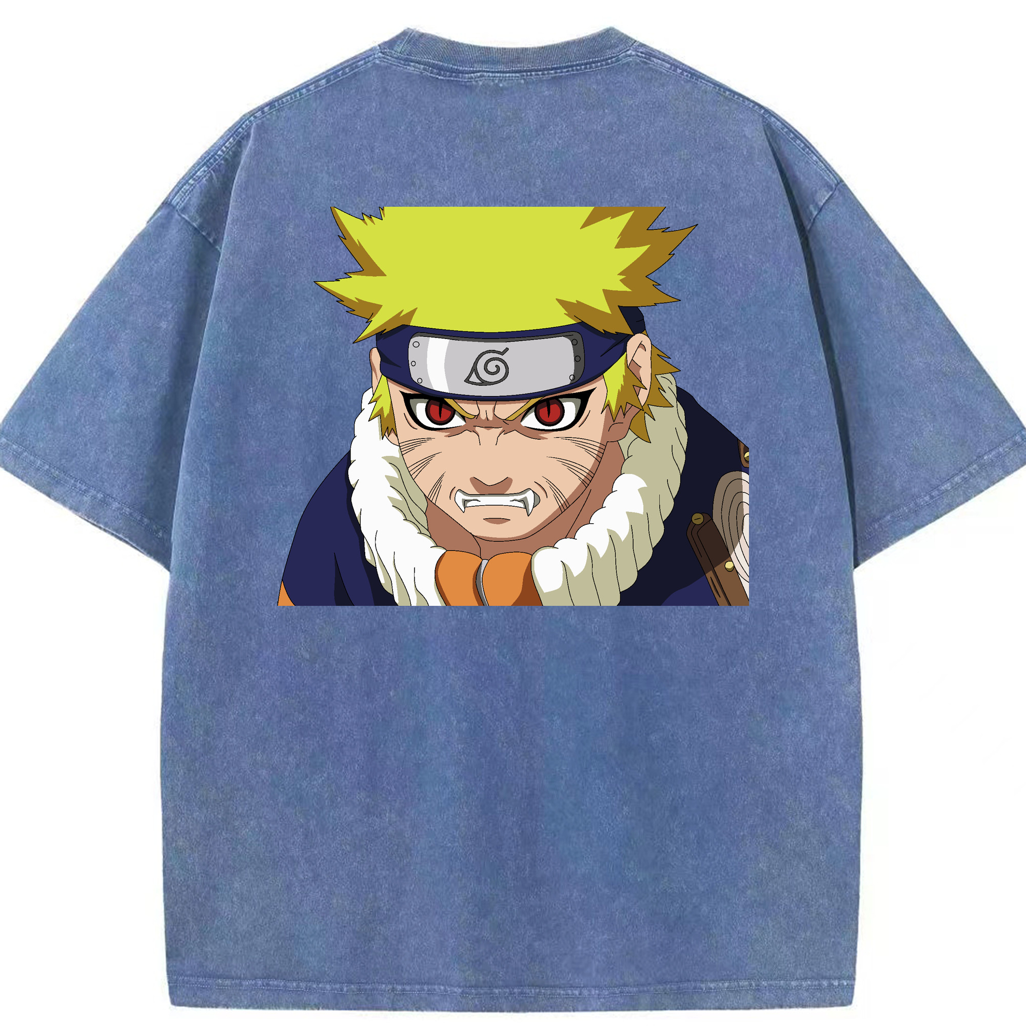 （画像用） NARUTO -ナルト- うずまき ナルト Uzumaki Naruto 綿100% ヴィンテージ風 半袖Tシャツ（背面プリント）