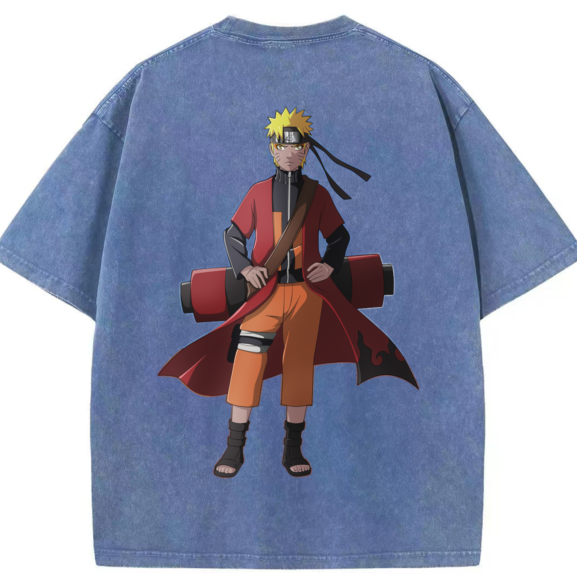 （画像用） NARUTO -ナルト- うずまき ナルト Uzumaki Naruto 綿100% ヴィンテージ風 半袖Tシャツ（背面プリント）