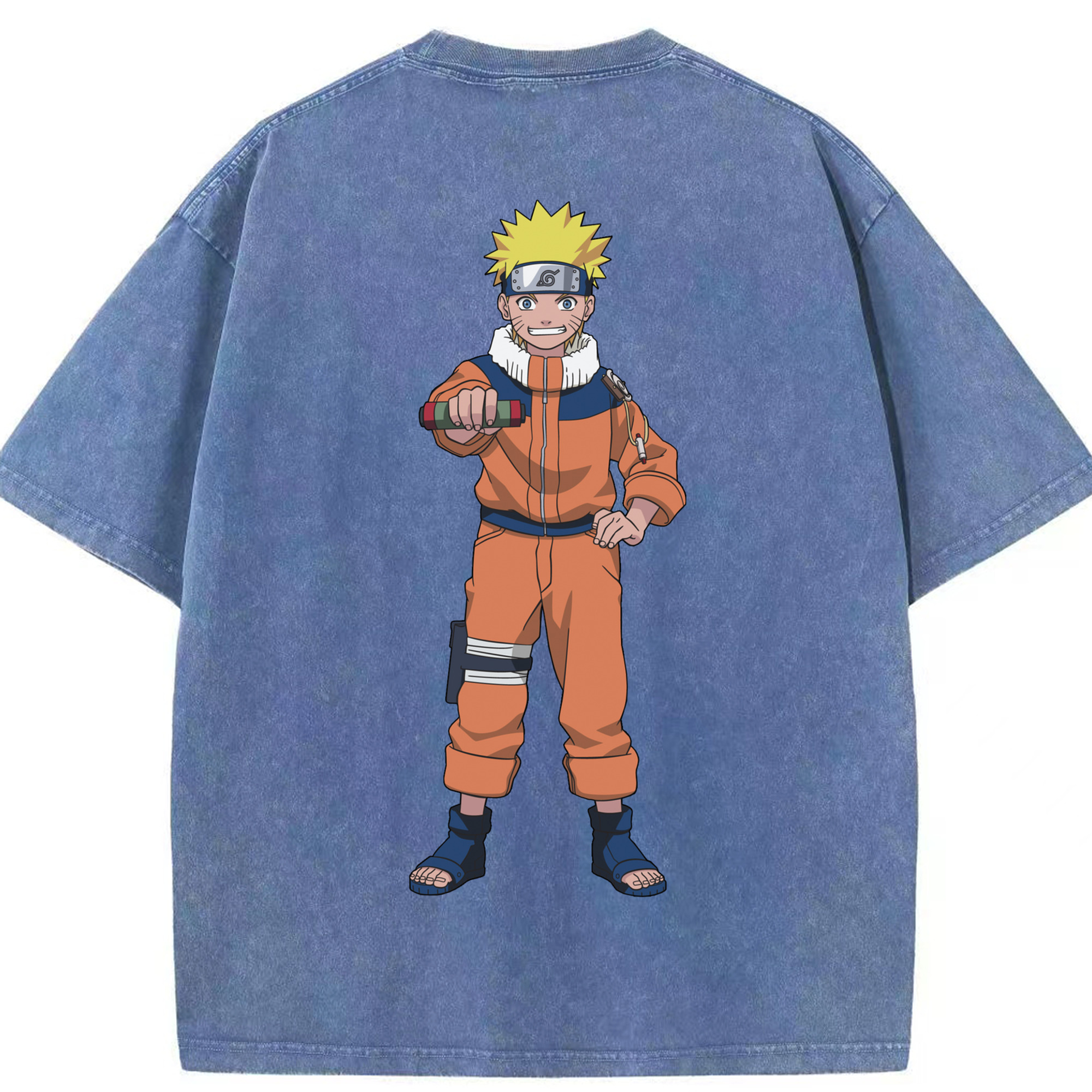 （画像用） NARUTO -ナルト- うずまき ナルト Uzumaki Naruto 綿100% ヴィンテージ風 半袖Tシャツ（背面プリント）