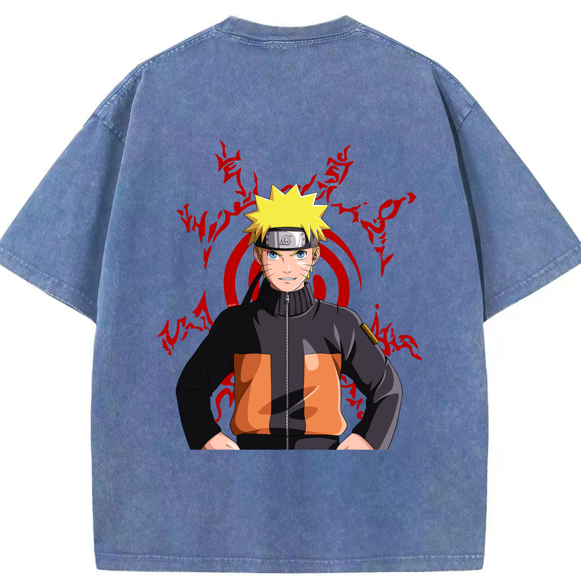 （画像用） NARUTO -ナルト- うずまき ナルト Uzumaki Naruto 綿100% ヴィンテージ風 半袖Tシャツ（背面プリント）
