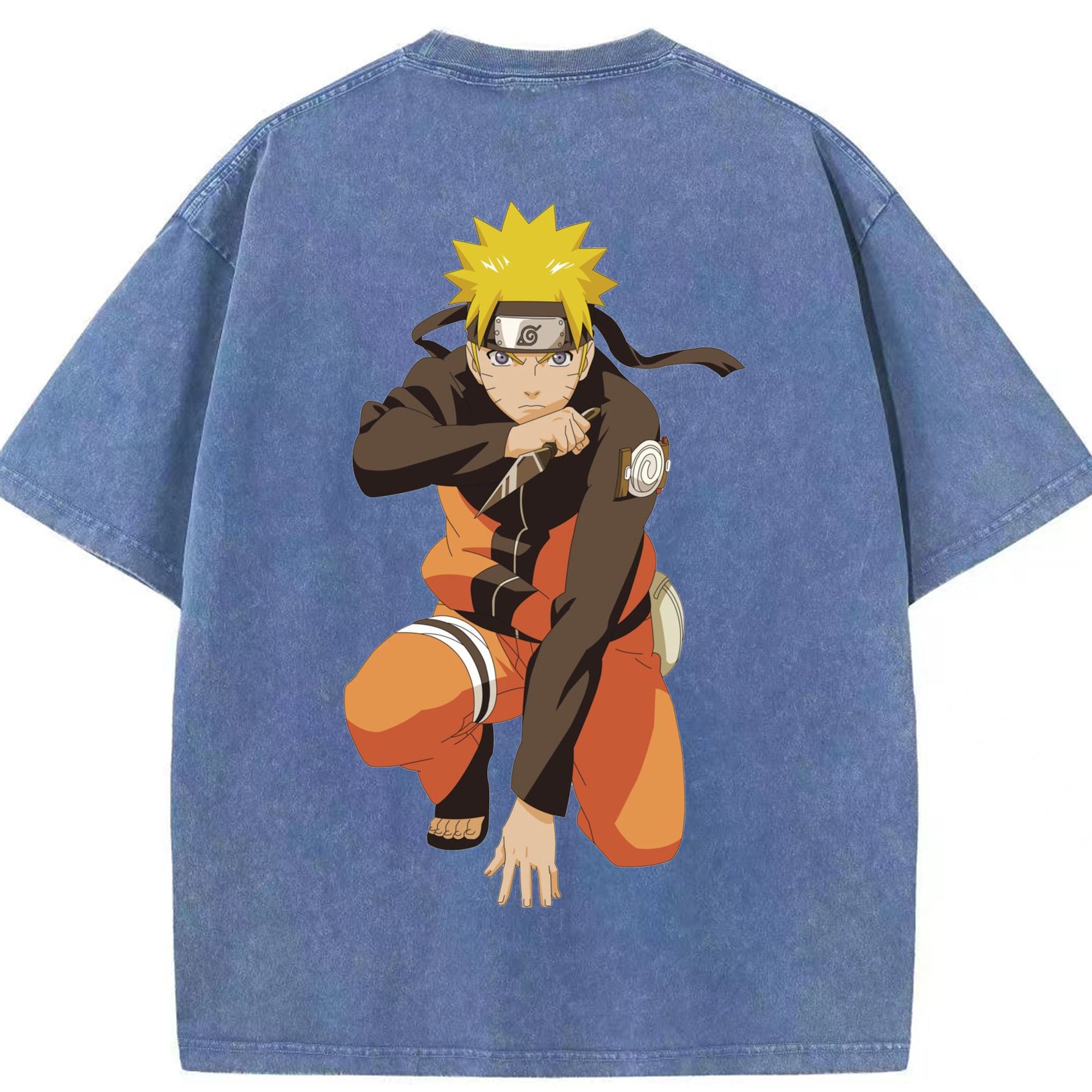 （画像用） NARUTO -ナルト- うずまき ナルト Uzumaki Naruto 綿100% ヴィンテージ風 半袖Tシャツ（背面プリント）