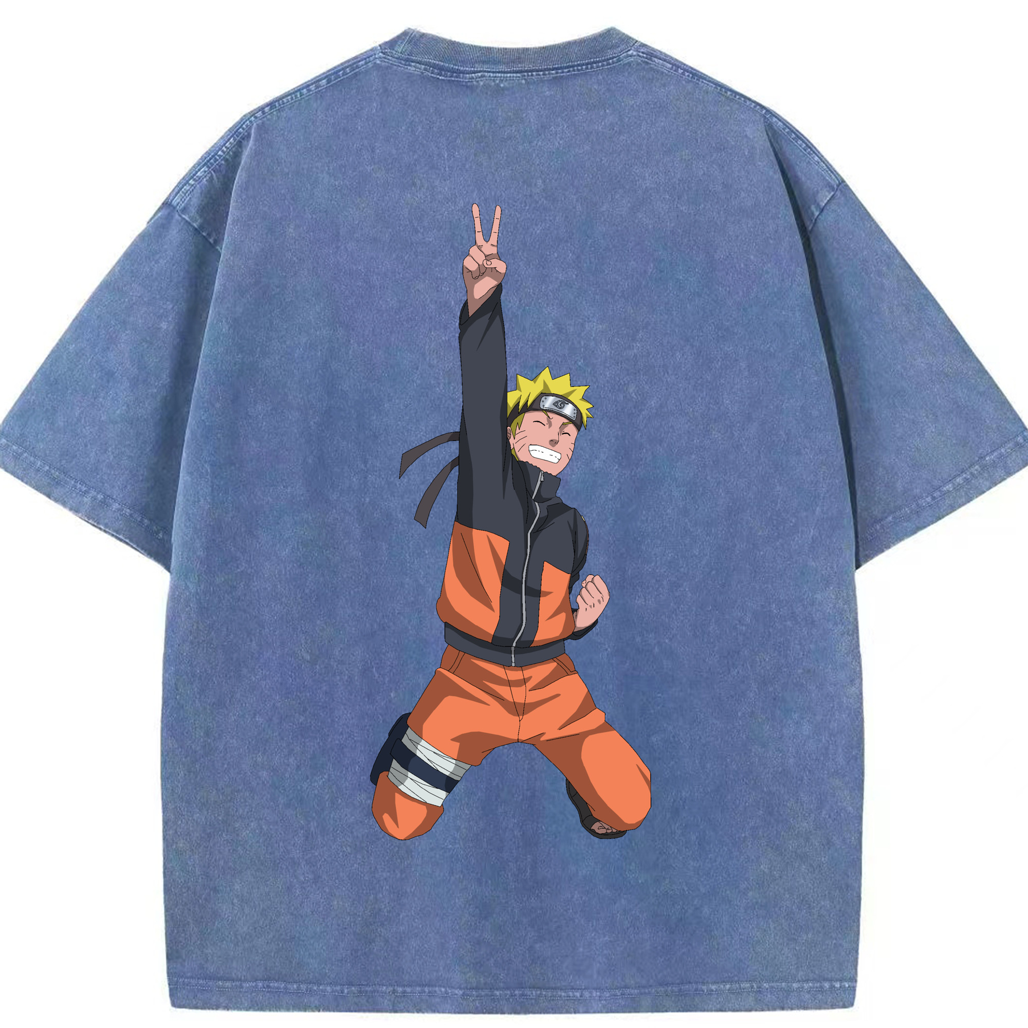 （画像用） NARUTO -ナルト- うずまき ナルト Uzumaki Naruto 綿100% ヴィンテージ風 半袖Tシャツ（背面プリント）