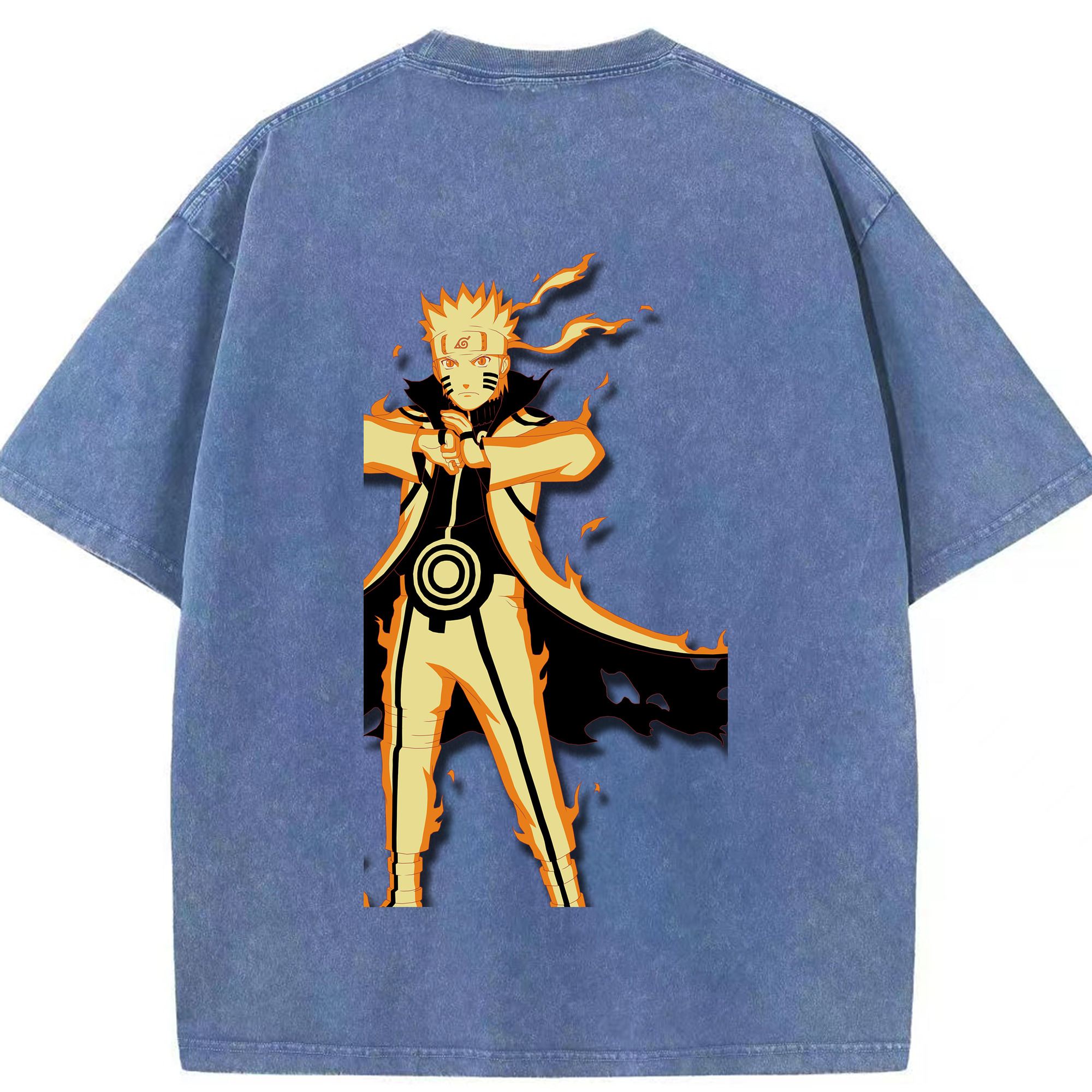 （画像用） NARUTO -ナルト- うずまき ナルト Uzumaki Naruto 綿100% ヴィンテージ風 半袖Tシャツ（背面プリント）