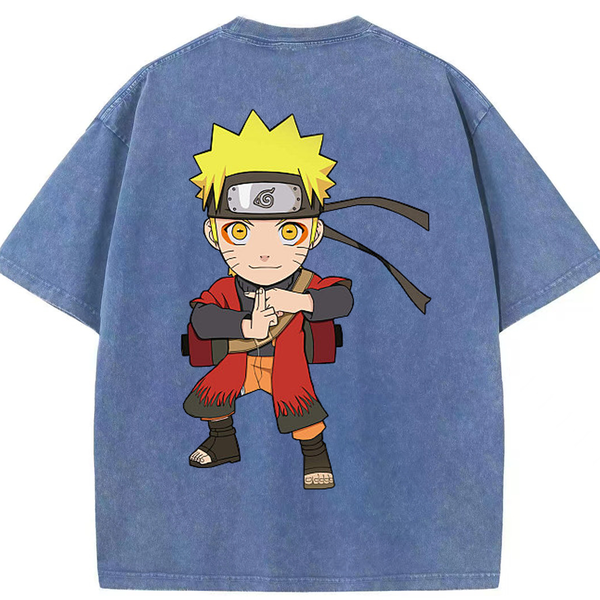 （画像用） NARUTO -ナルト- うずまき ナルト Uzumaki Naruto 綿100% ヴィンテージ風 半袖Tシャツ（背面プリント）