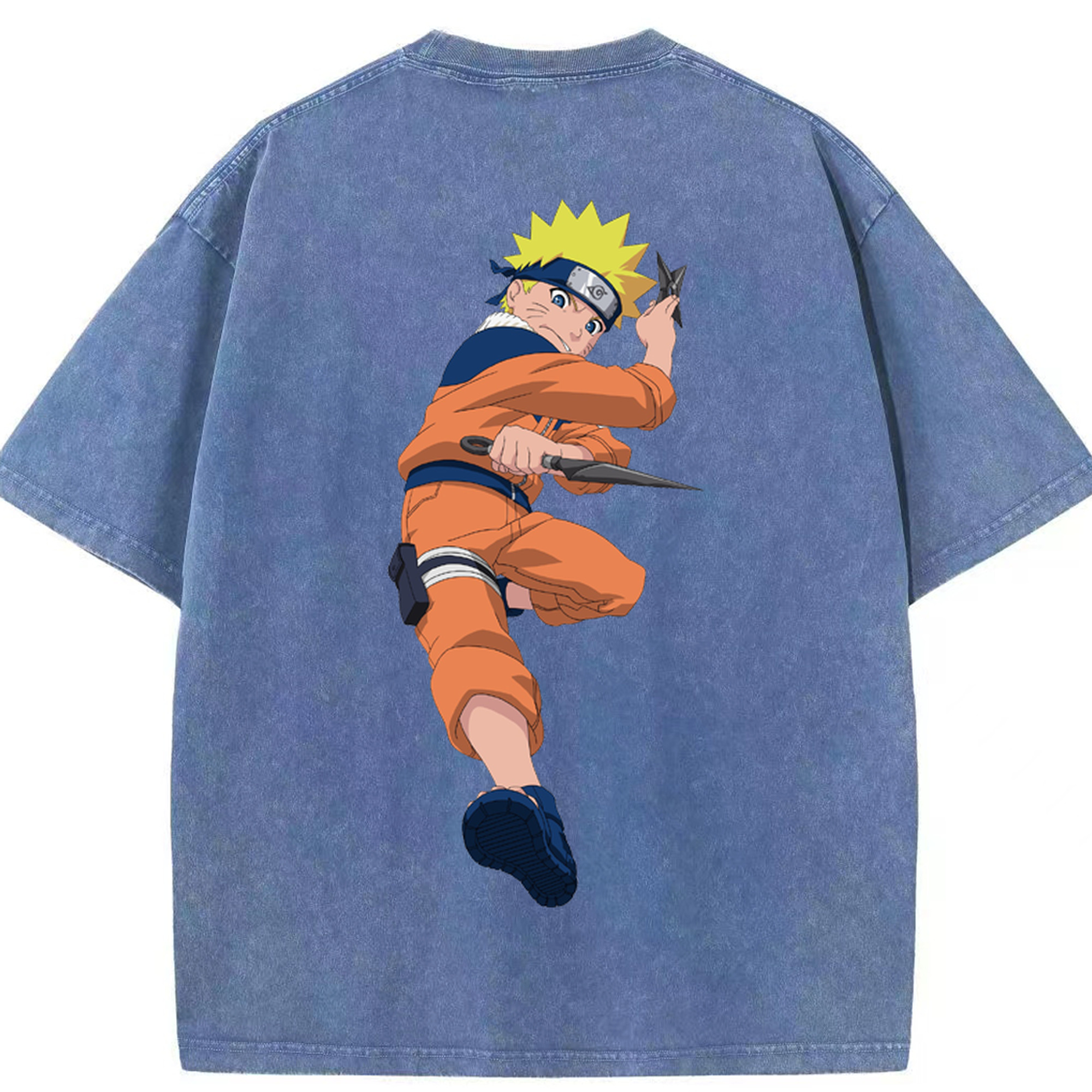 （画像用） NARUTO -ナルト- うずまき ナルト Uzumaki Naruto 綿100% ヴィンテージ風 半袖Tシャツ（背面プリント）