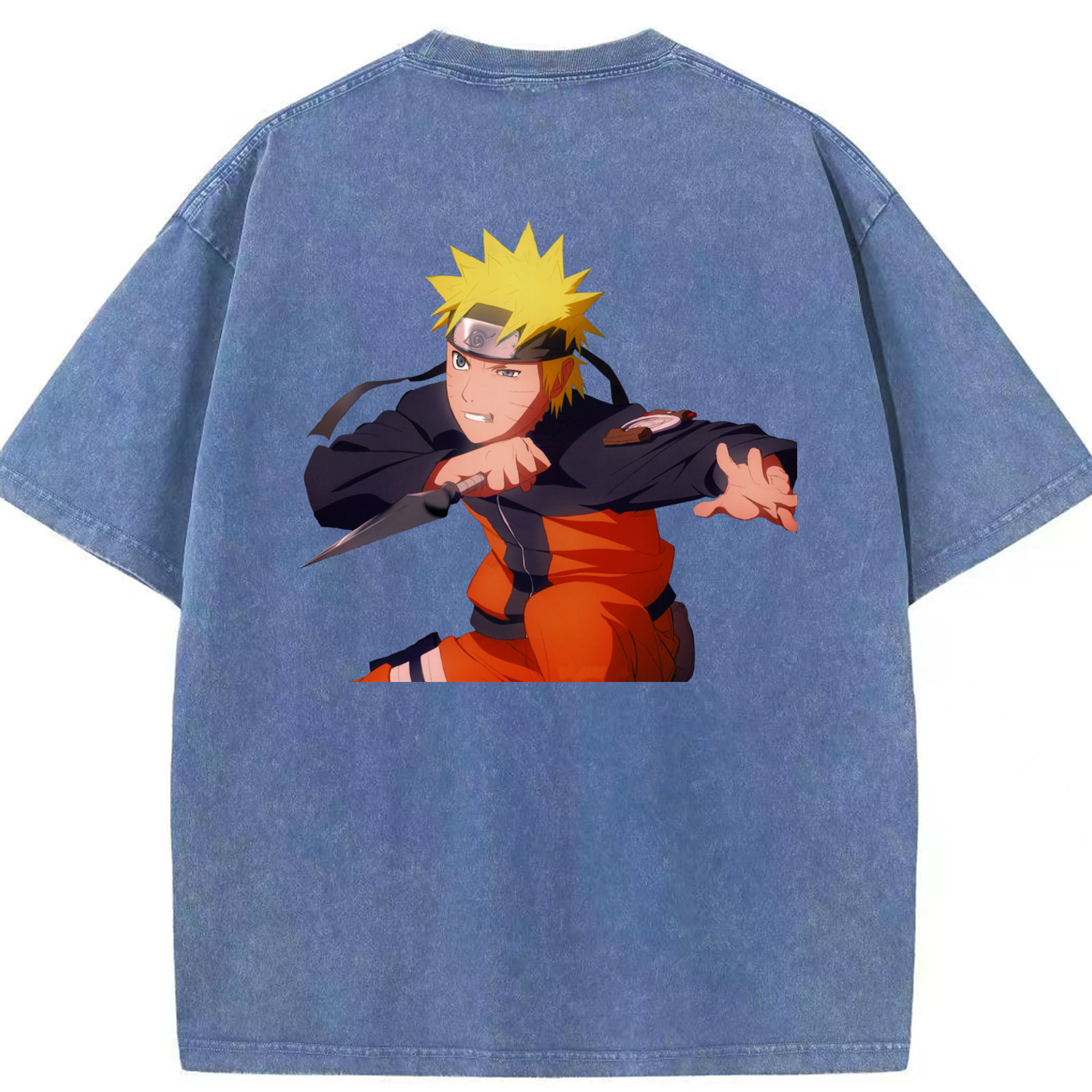 （画像用） NARUTO -ナルト- うずまき ナルト Uzumaki Naruto 綿100% ヴィンテージ風 半袖Tシャツ（背面プリント）