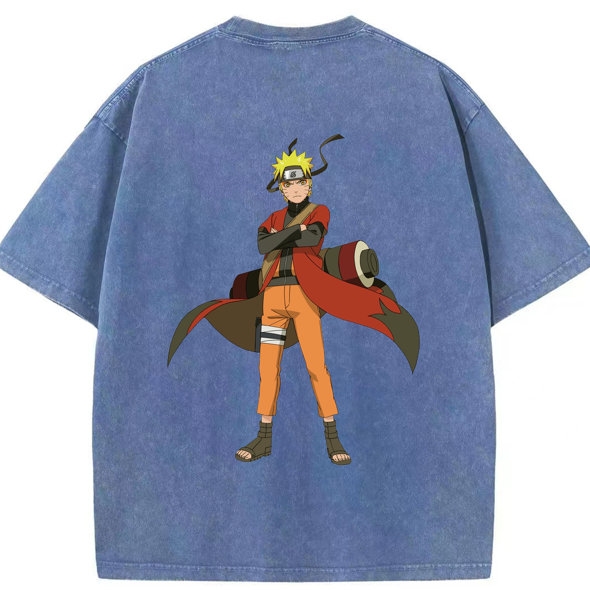 （画像用） NARUTO -ナルト- うずまき ナルト Uzumaki Naruto 綿100% ヴィンテージ風 半袖Tシャツ（背面プリント）
