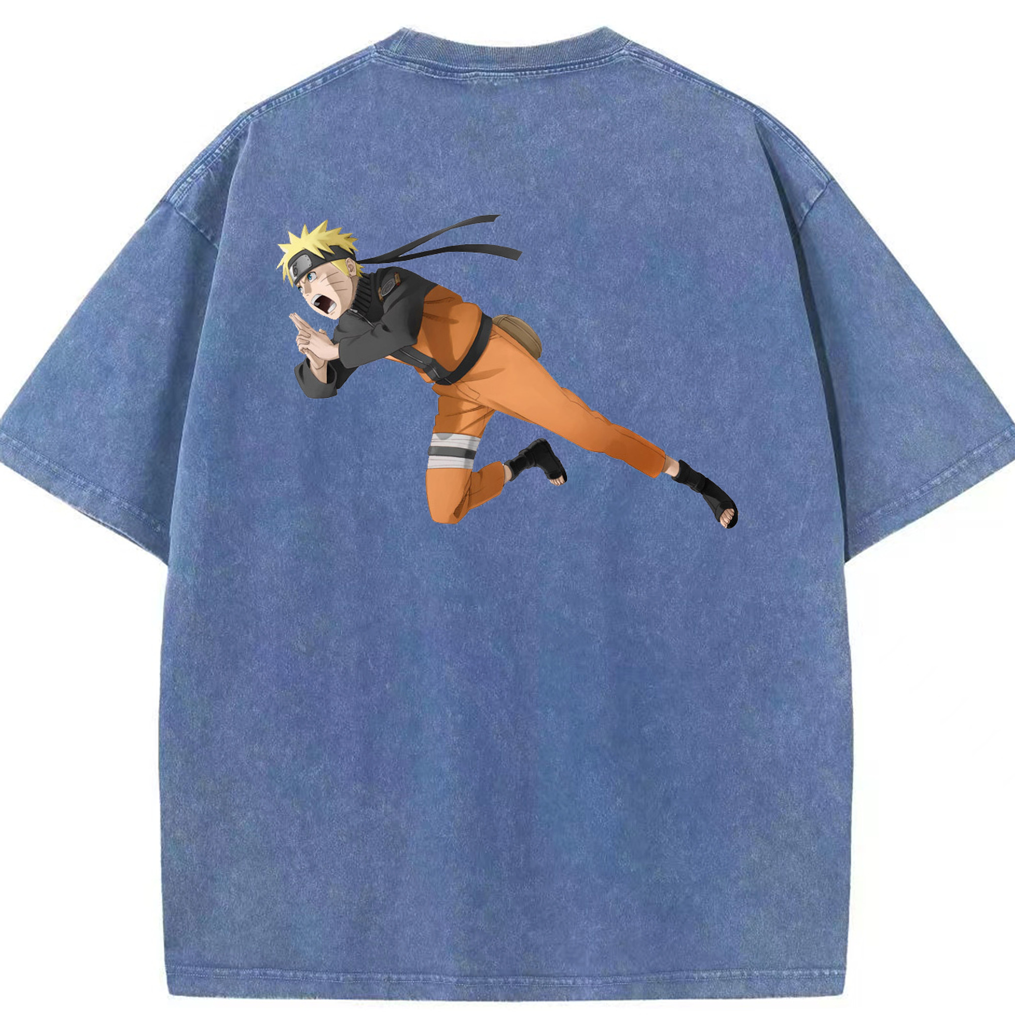 （画像用） NARUTO -ナルト- うずまき ナルト Uzumaki Naruto 綿100% ヴィンテージ風 半袖Tシャツ（背面プリント）