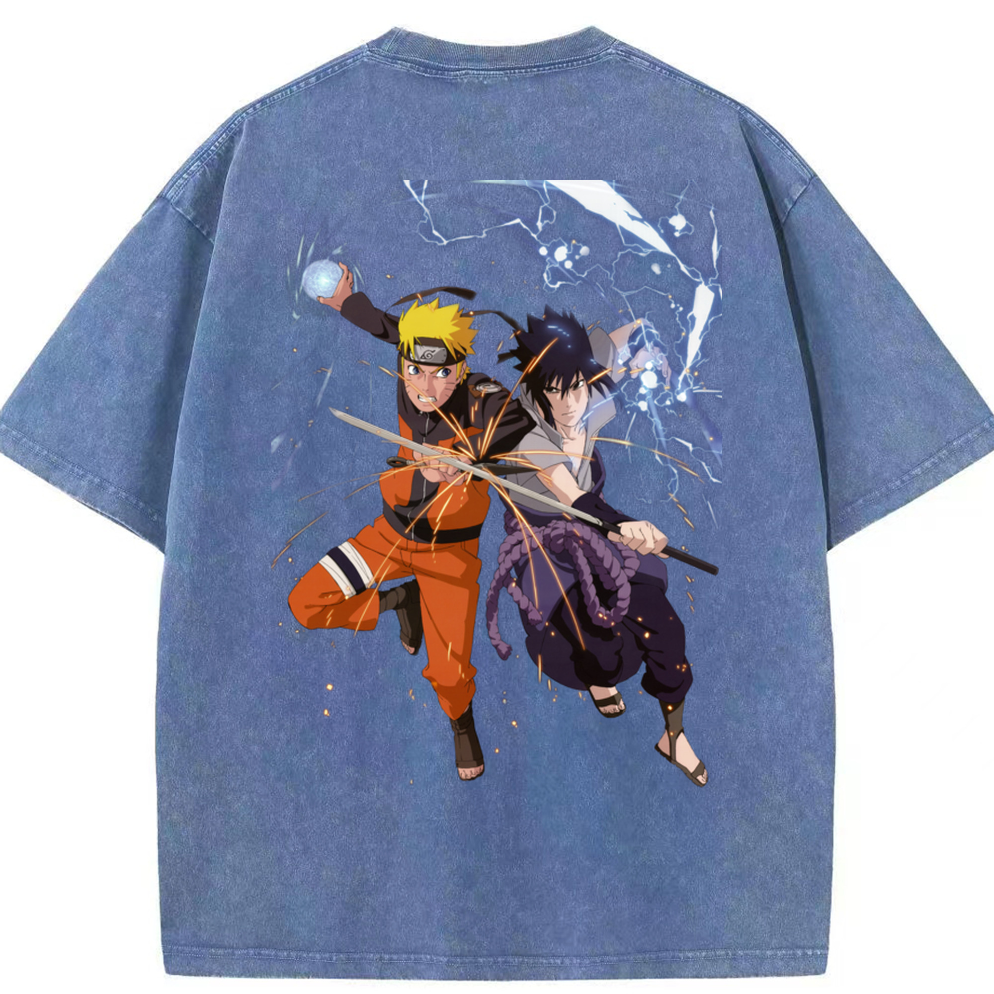 （画像用） NARUTO -ナルト- うずまき ナルト Uzumaki Naruto 綿100% ヴィンテージ風 半袖Tシャツ（背面プリント）