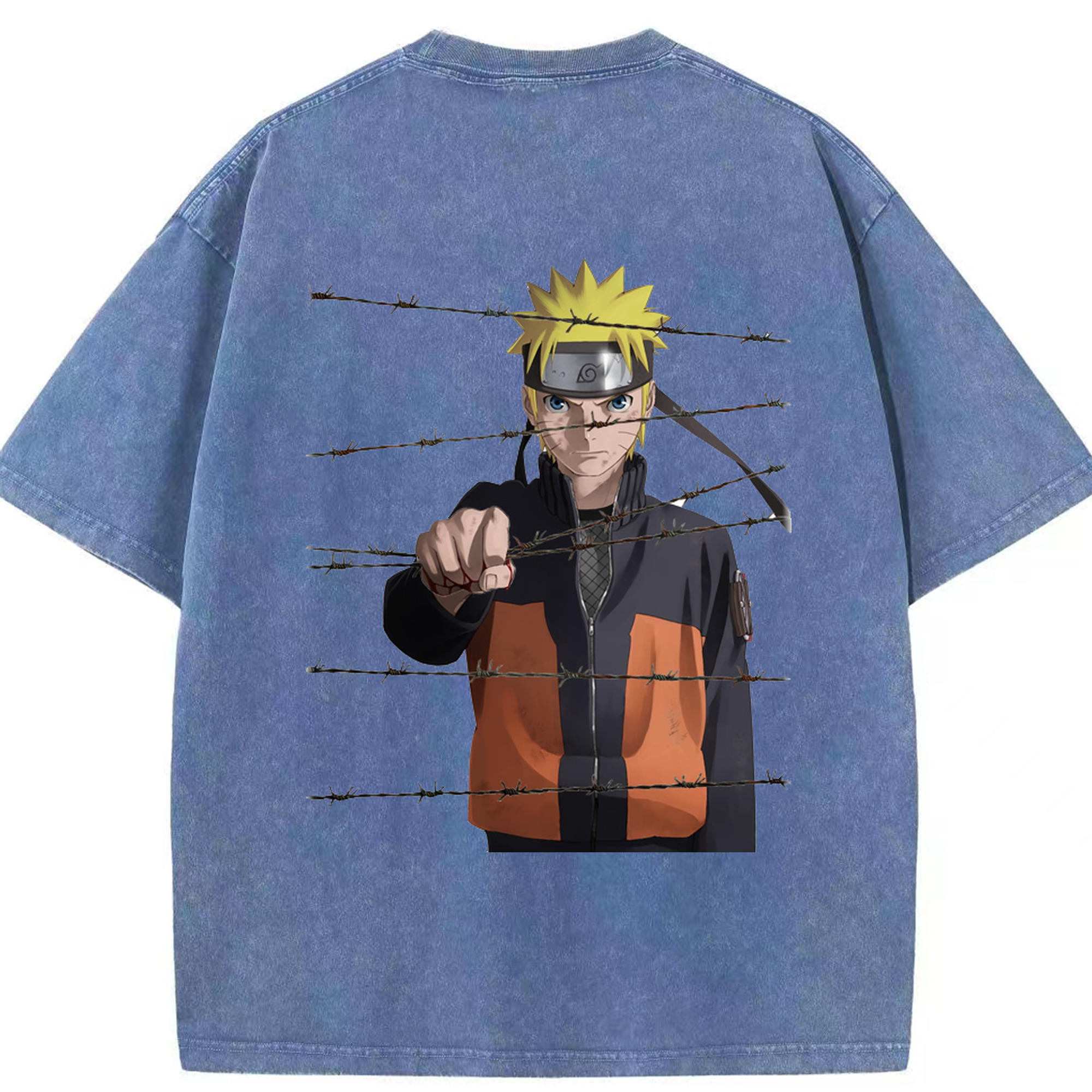 （画像用） NARUTO -ナルト- うずまき ナルト Uzumaki Naruto 綿100% ヴィンテージ風 半袖Tシャツ（背面プリント）