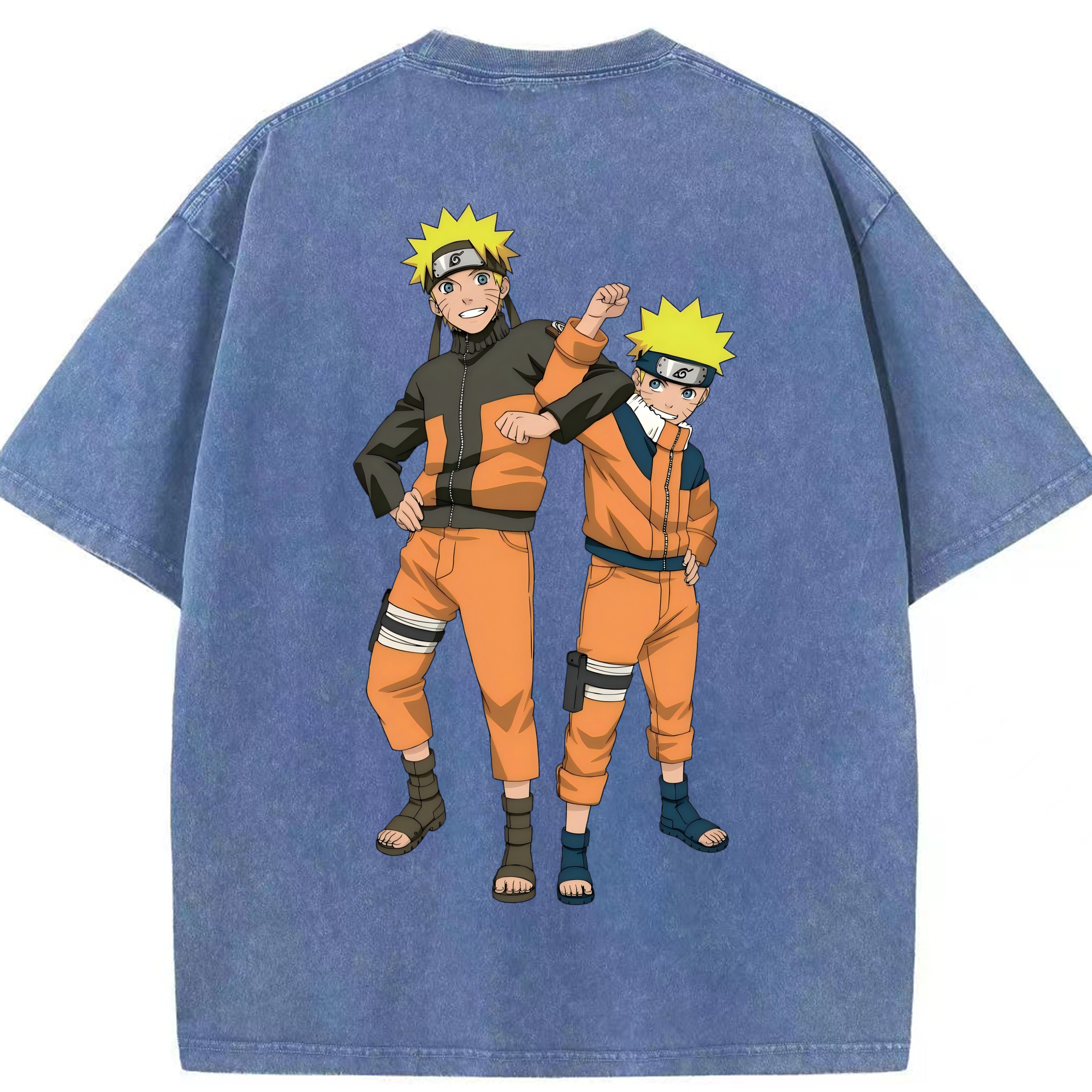 （画像用） NARUTO -ナルト- うずまき ナルト Uzumaki Naruto 綿100% ヴィンテージ風 半袖Tシャツ（背面プリント）